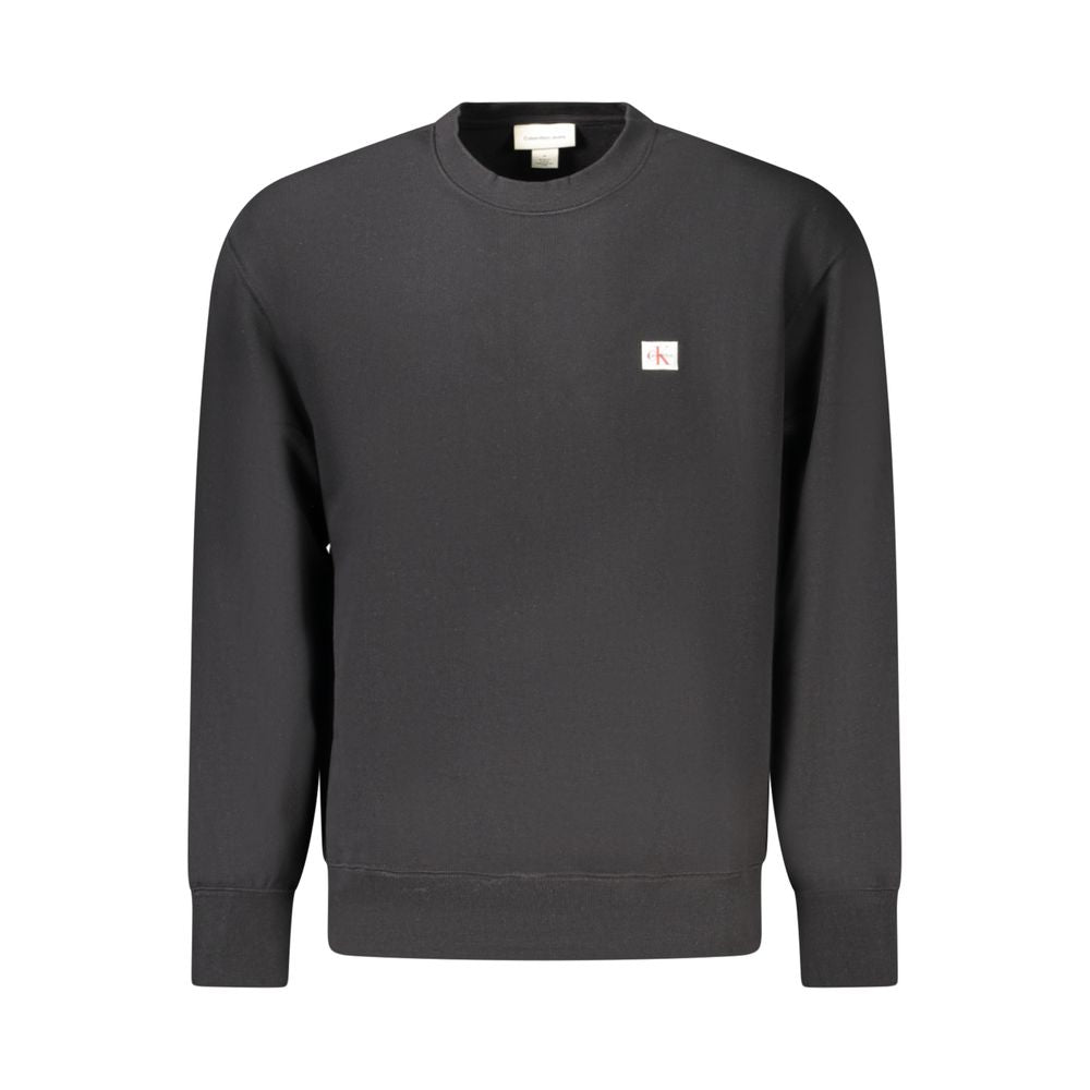 Sweatshirt homme en coton noir de la marque Calvin Klein, coupe décontractée et look moderne.