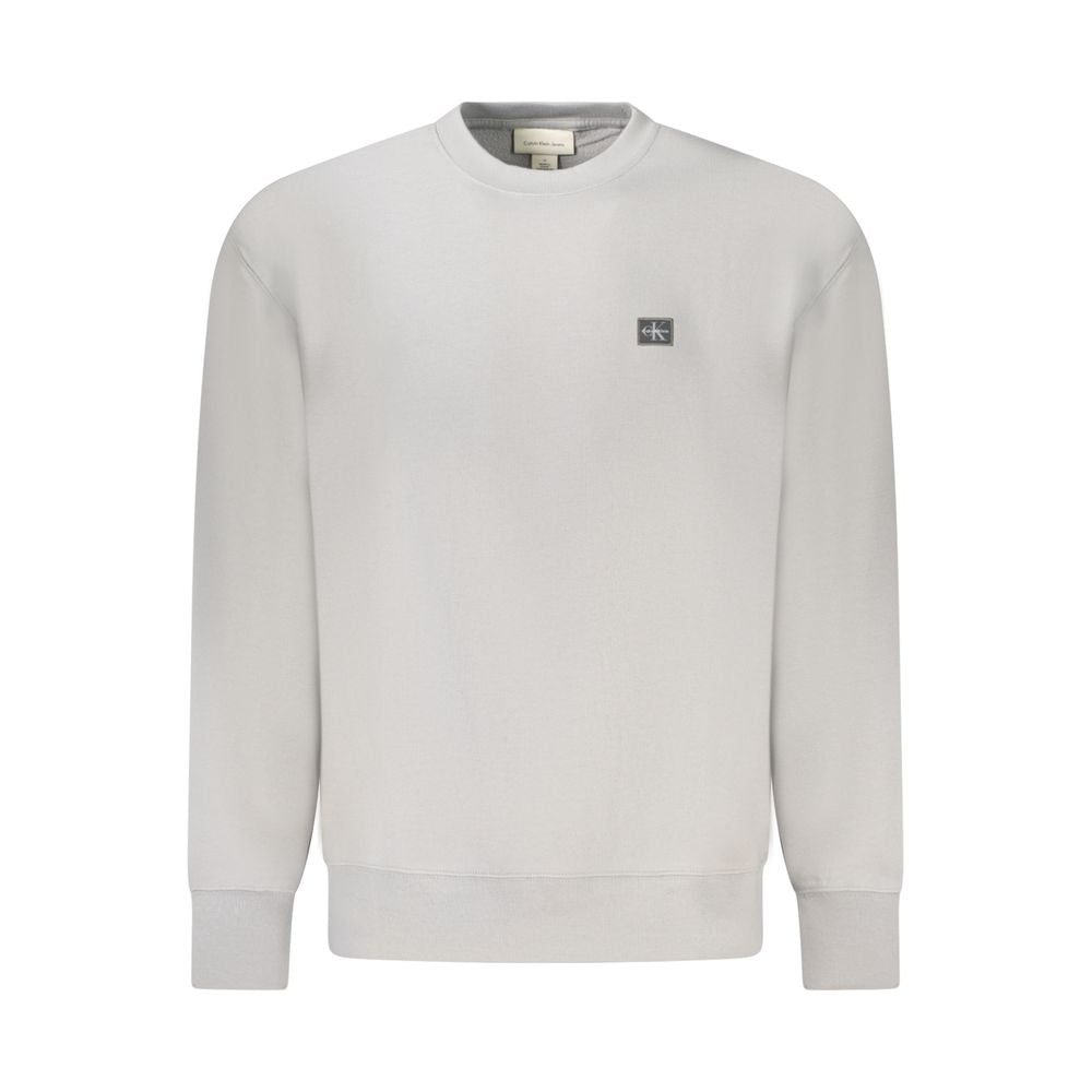 Sweatshirt homme Calvin Klein en coton gris, style décontracté, avec logo discret sur la poitrine.