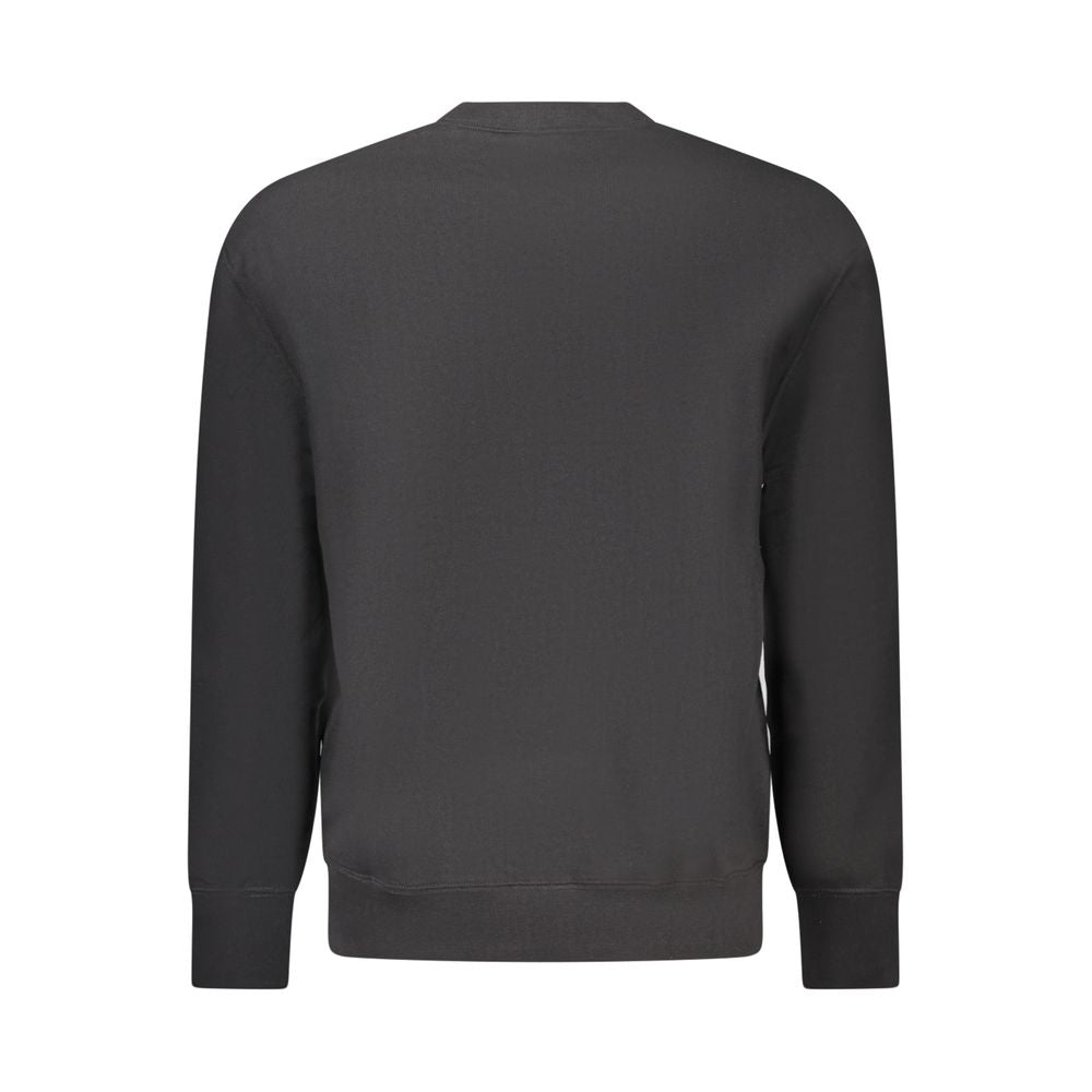 Sweat-shirt noir en coton pour hommes de la marque Calvin Klein, vue de face, avec logo discret sur la poitrine.