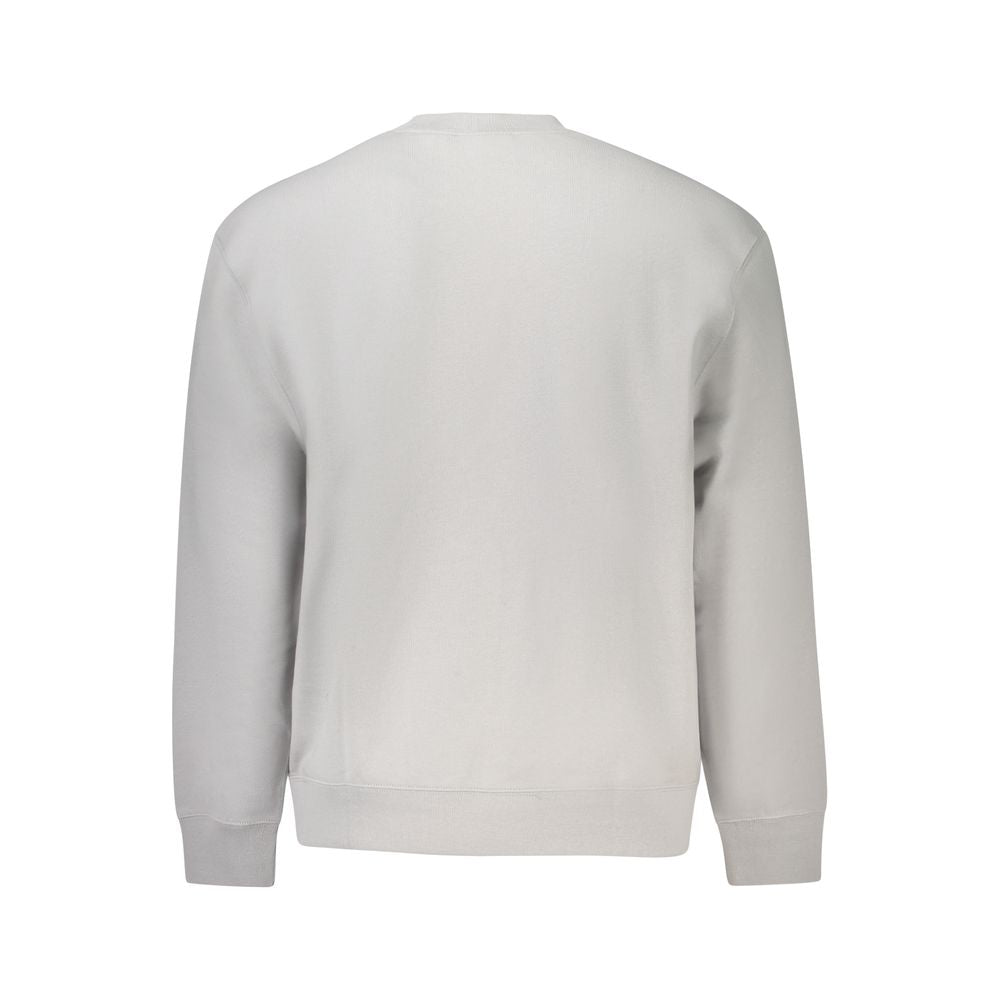 Sweat-shirt homme Calvin Klein Grigio en coton gris avec logo discret, coupe classique, porté sur un mannequin.