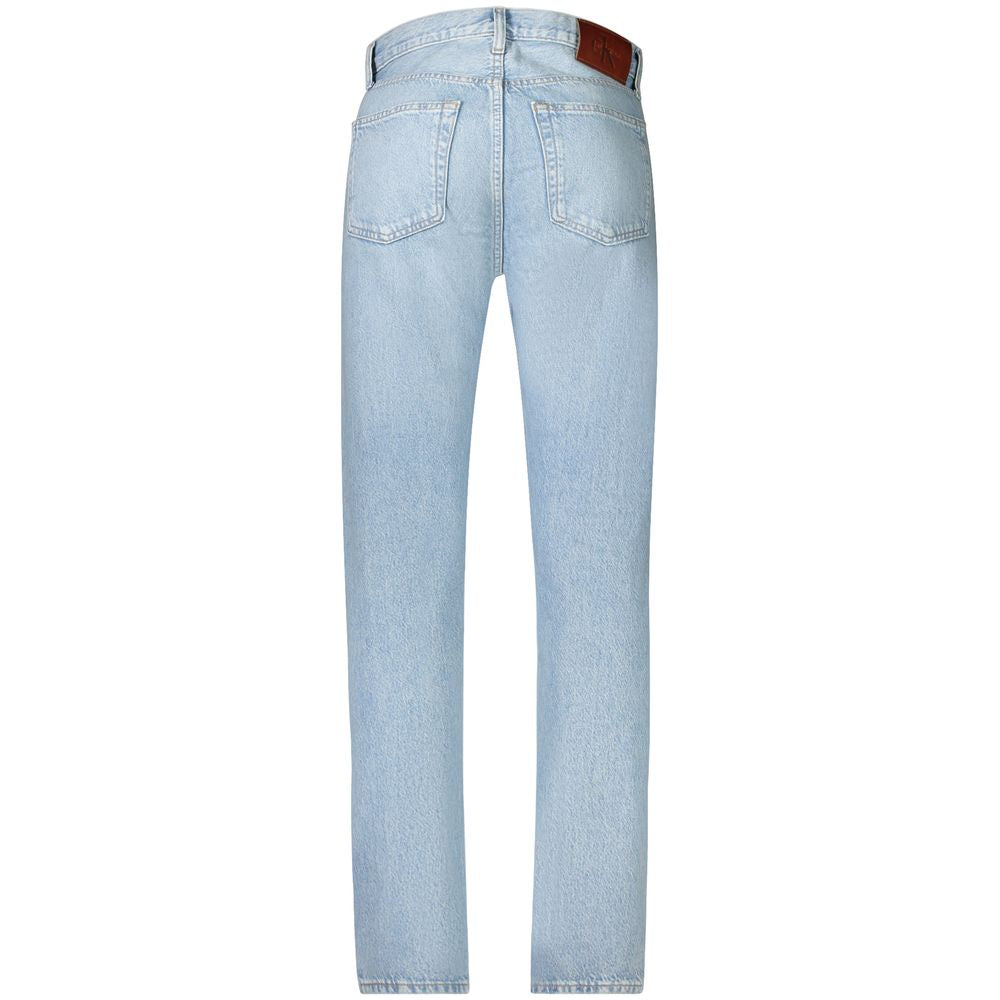 Jeans homme en coton Calvin Klein Azzurro, coupe classique et détail de couture visible, style décontracté et moderne.