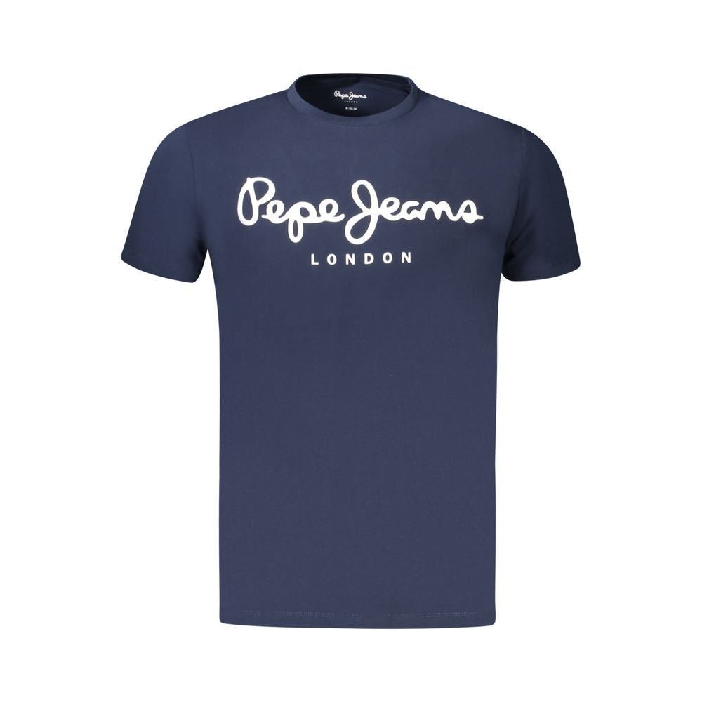 T-shirt bleu en coton pour hommes de la marque Pepe Jeans, coupe décontractée et design simple.