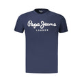 T-shirt bleu en coton pour hommes de la marque Pepe Jeans, coupe décontractée et design simple.