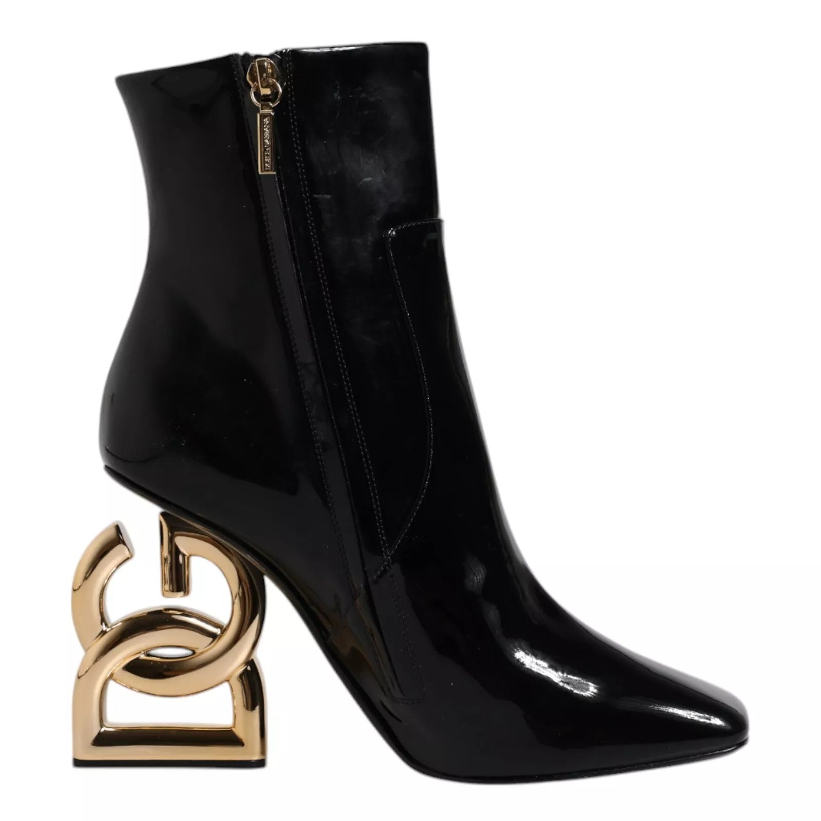 Bottes en cuir noir Dolce & Gabbana Jackie mi-mollet, style élégant et sophistiqué, visibles avec talons et finition en cuir.