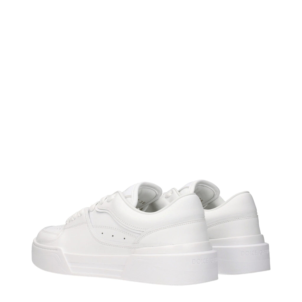Chaussures baskets basses en cuir blanc de Dolce & Gabbana, style décontracté et élégant pour homme.
