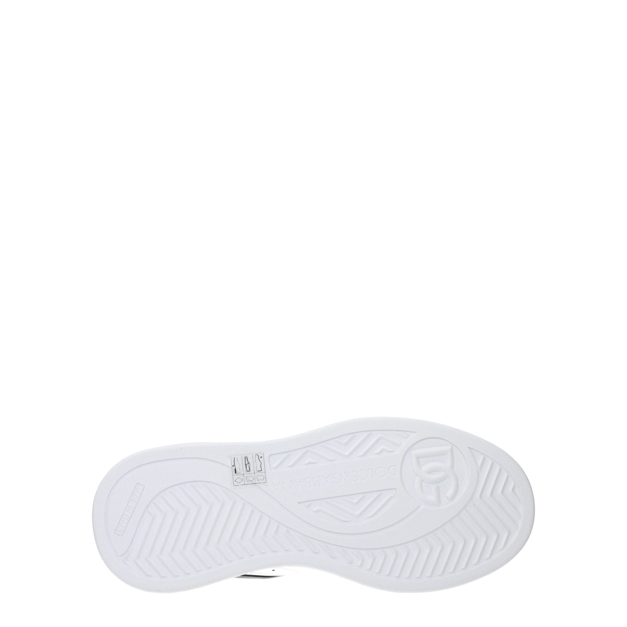 Chaussures basses en cuir blanc Dolce & Gabbana, sneakers décontractés pour homme, vue de face sur fond neutre.