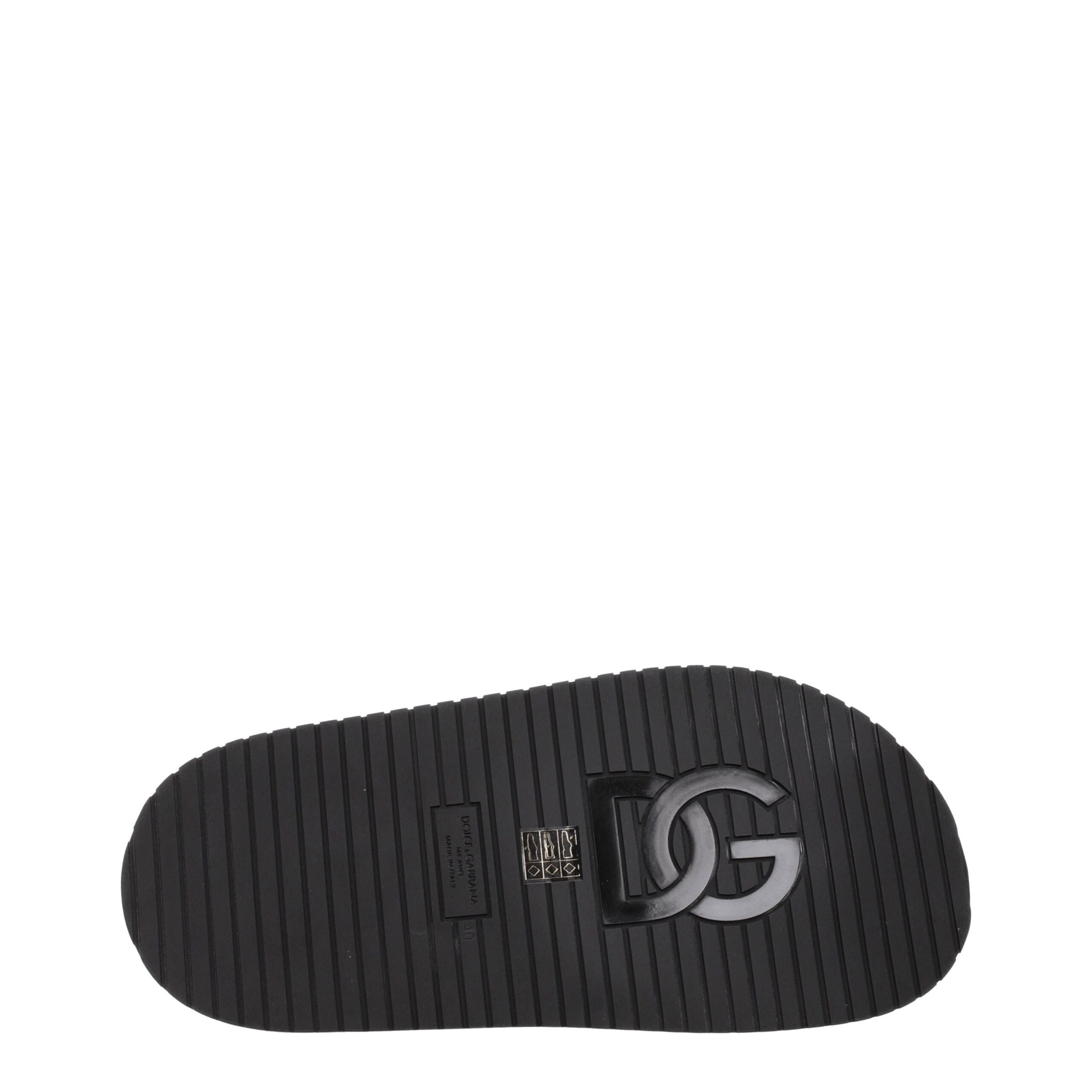 Chaussures slippers en cuir noir Dolce & Gabbana, élégantes et confortables pour homme.
