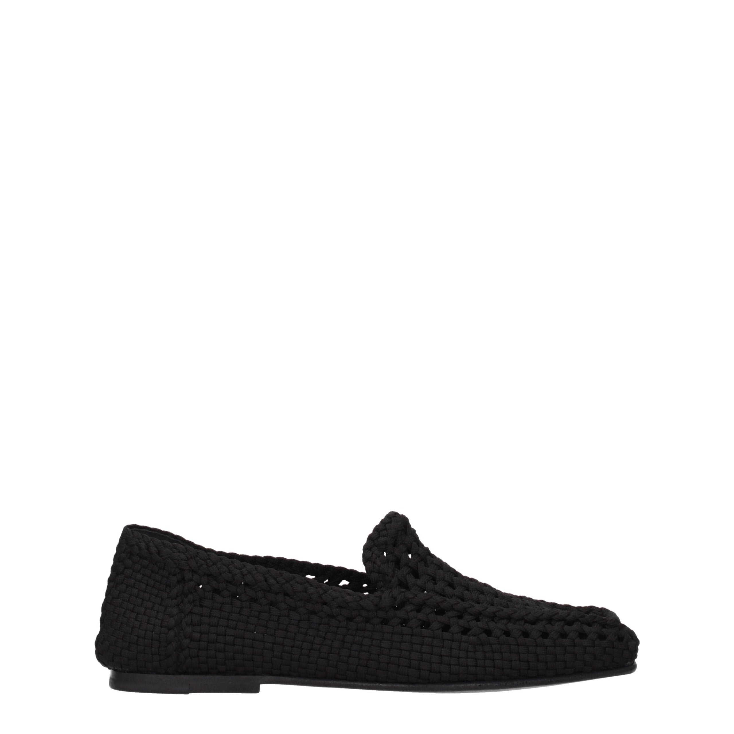 Chaussures mocassins Dolce & Gabbana en tissu noir, slip-on élégants pour homme ou femme, avec semelle en caoutchouc.