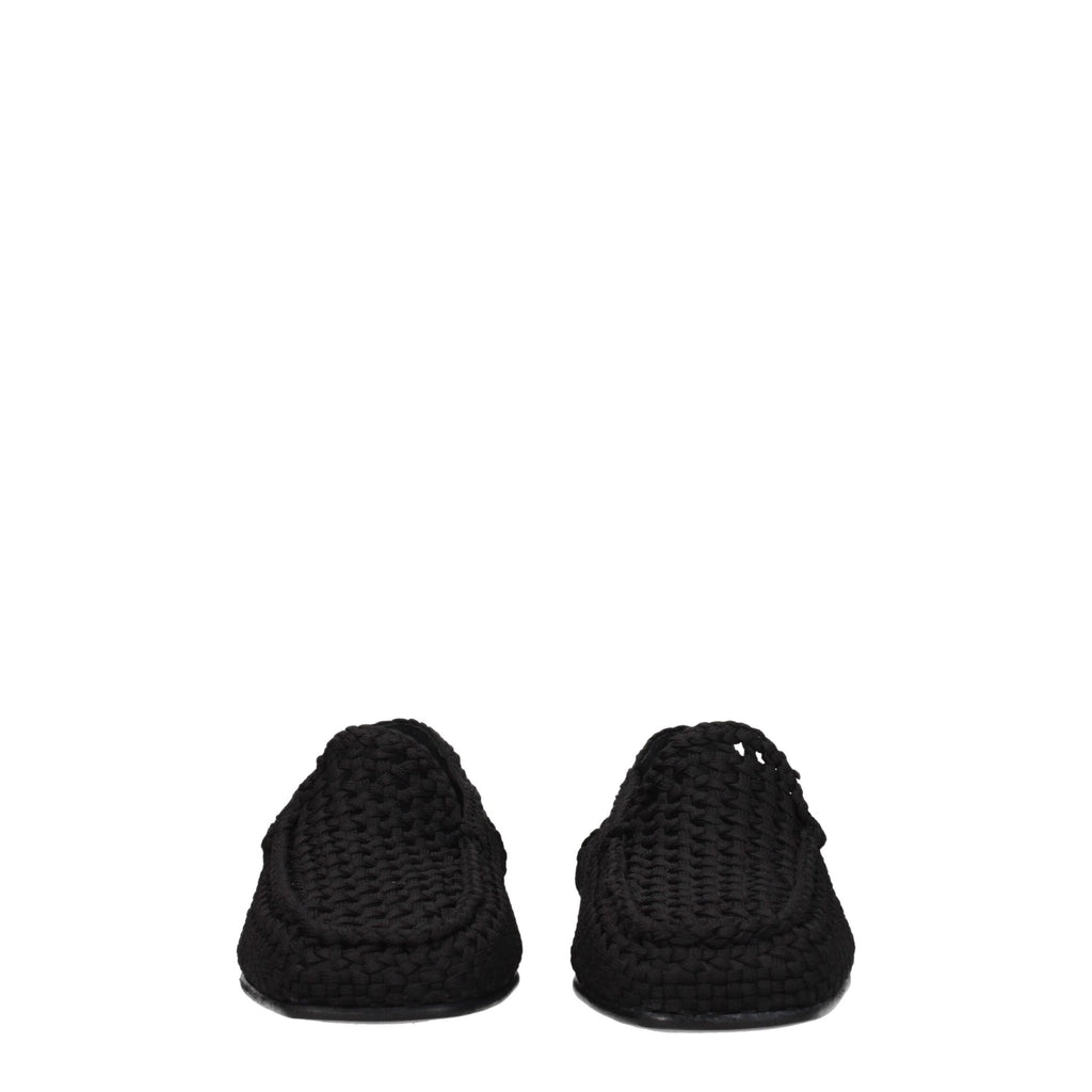 Chaussures mocassins Dolce & Gabbana en tissu noir, style slip-on, pour homme, visibles de face.