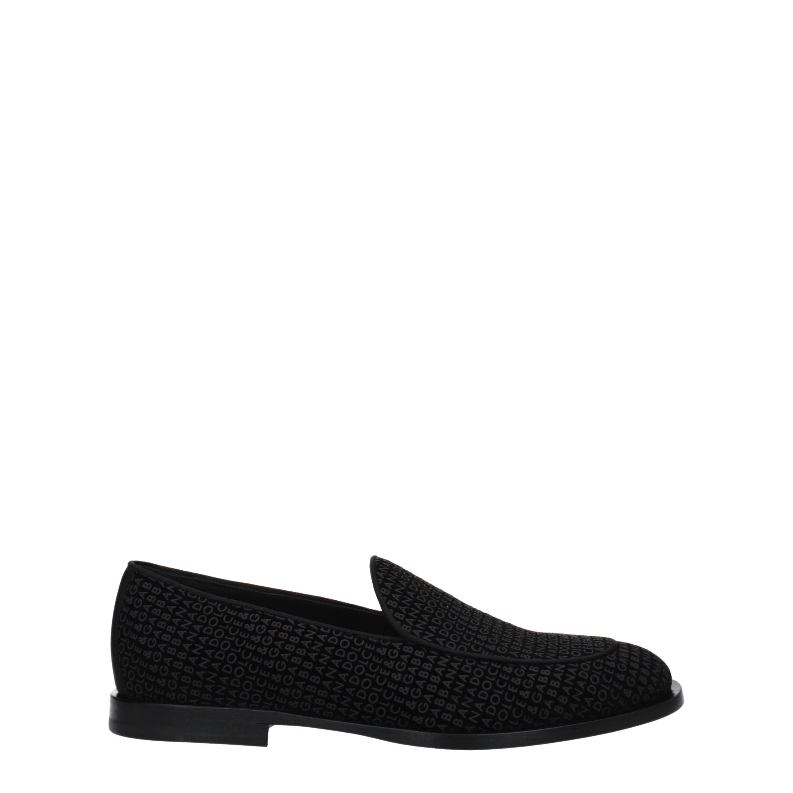 Chaussures loafers en velours noir Dolce & Gabbana, slip-on élégants pour femme avec finition raffinée.