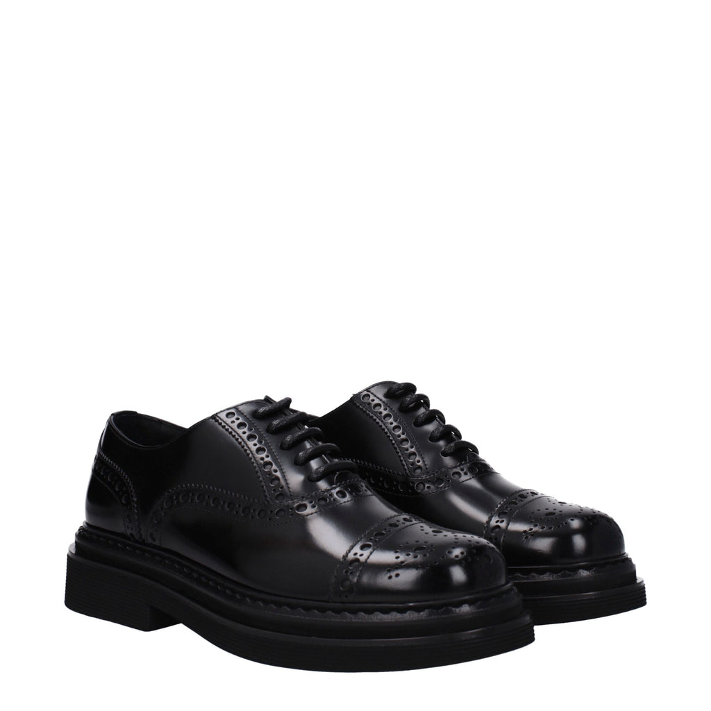 Chaussures Richelieu et Derbies en cuir noir de Dolce & Gabbana, élégantes et sophistiquées pour homme.