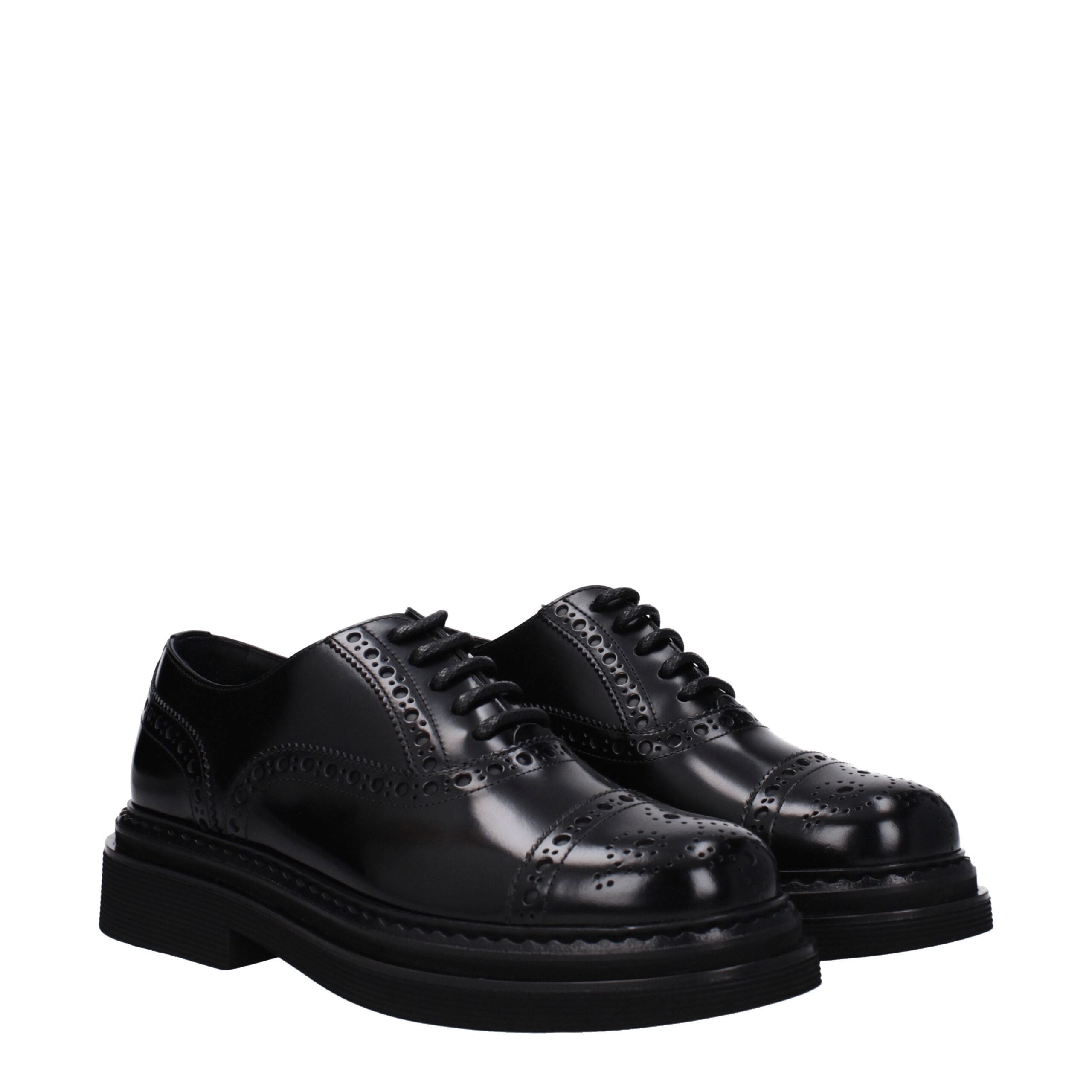 Chaussures Richelieu et Derbies en cuir noir de Dolce & Gabbana, élégantes et sophistiquées pour homme.