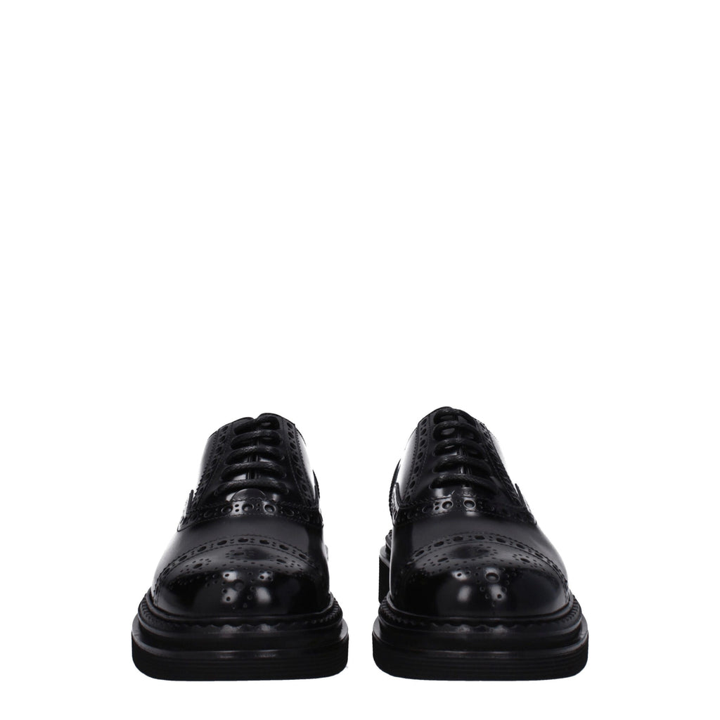 Chaussures Oxford et Derbies en cuir noir de Dolce & Gabbana, élégantes et sophistiquées pour homme.