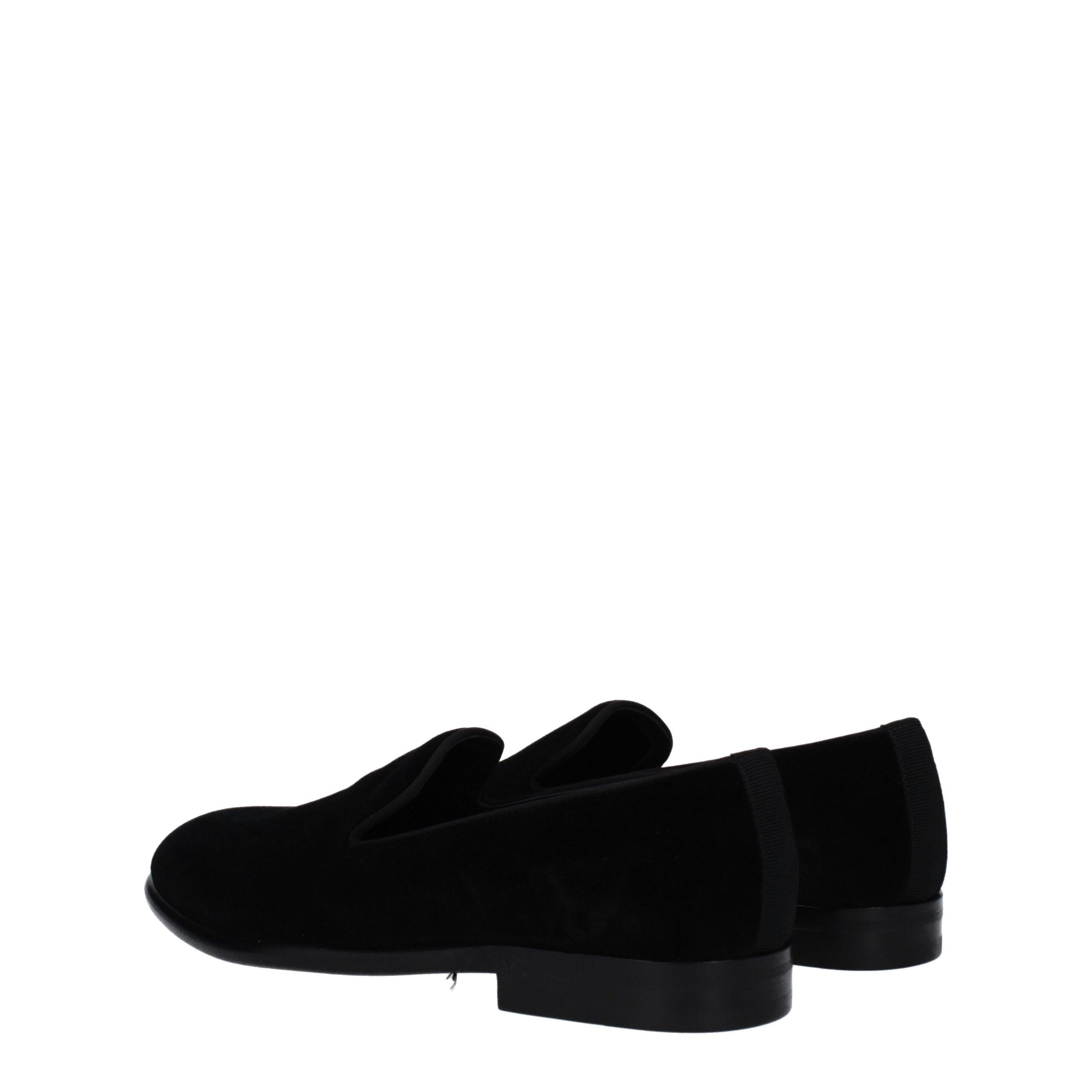 Chaussures mocassins en velours noir Dolce & Gabbana, slip-on élégants pour homme.