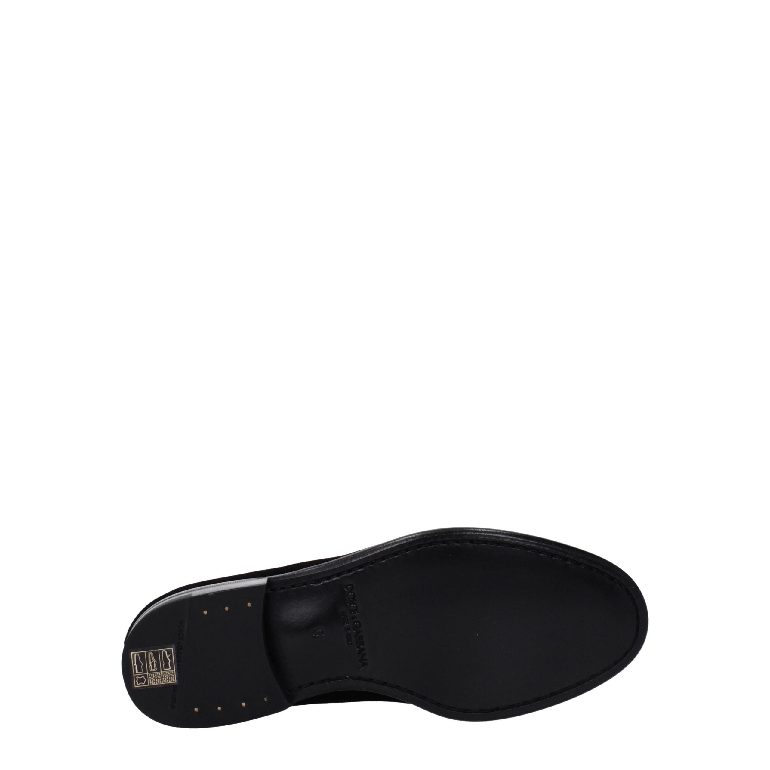 Chaussures mocassins Dolce & Gabbana en velours noir, slip-on élégants et confortables pour homme.