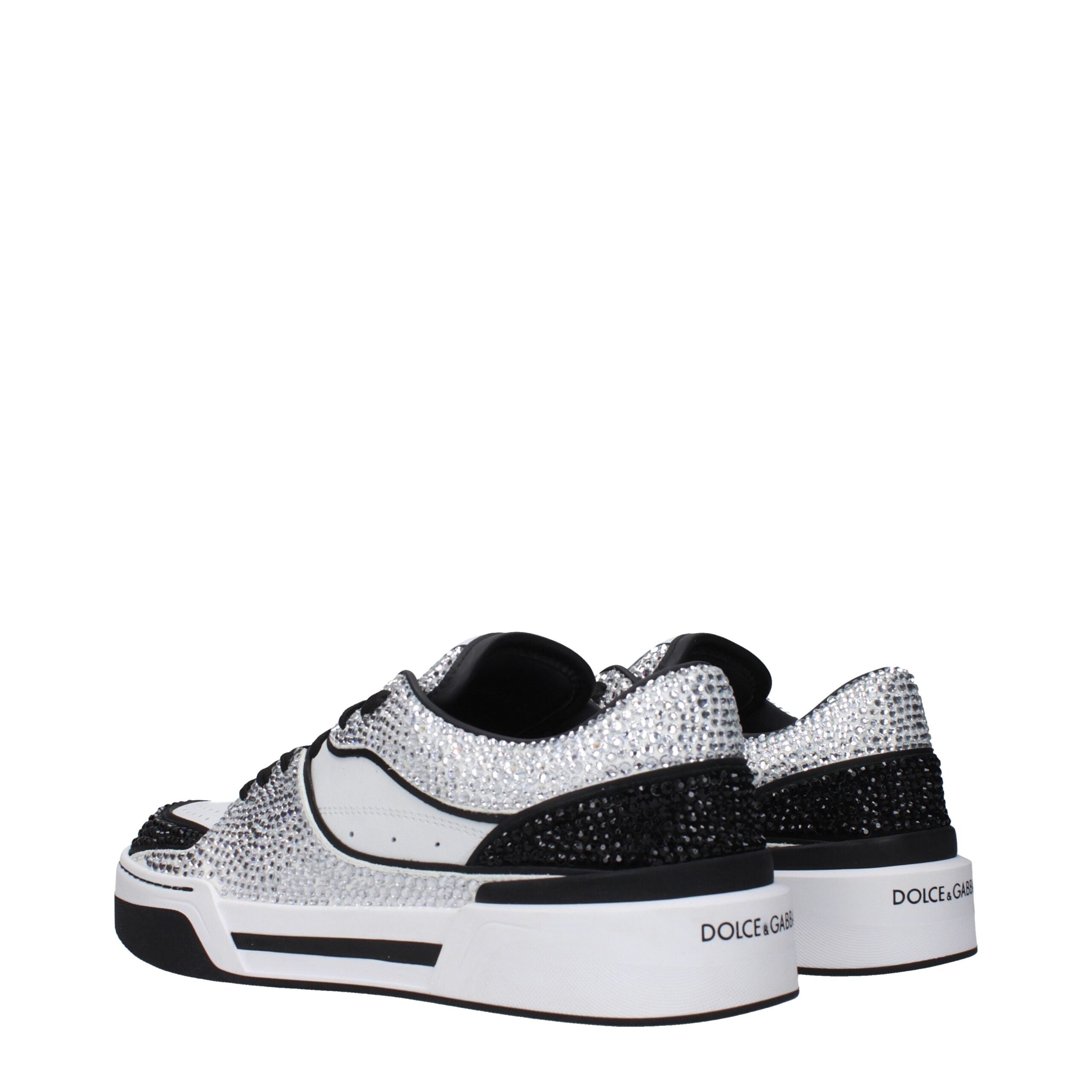 Sneakers basses en cuir blanc Dolce & Gabbana, chaussures de sport élégantes avec semelle blanche et design moderne.