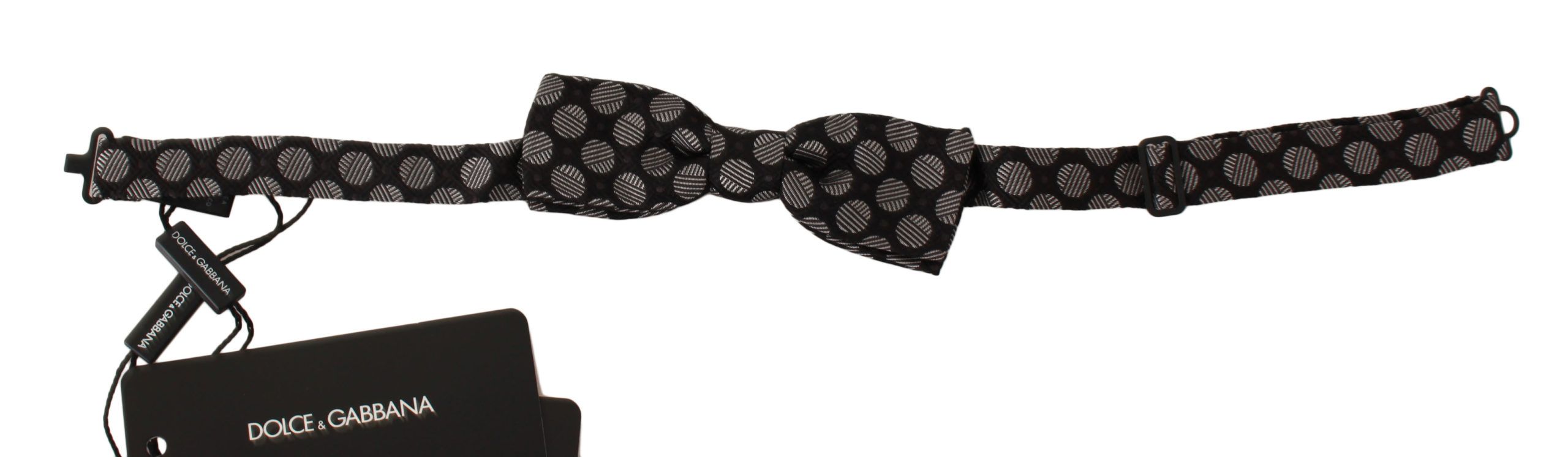Dolce & Gabbana Dark Gray Silk Polka Dot Jacquard Men Bow Tie Papillon