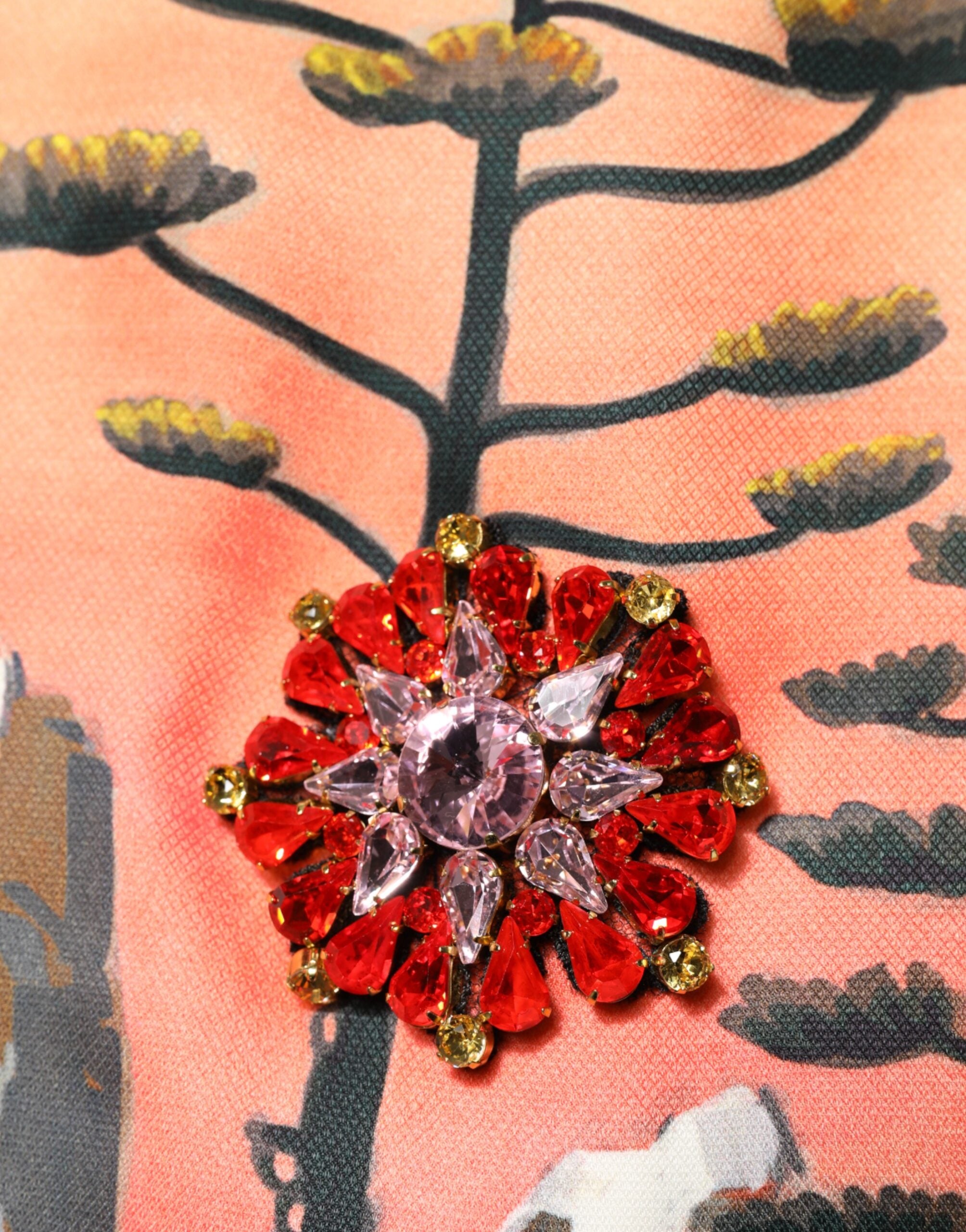 Robe courte en ligne A de Dolce & Gabbana, ornée de cristaux multicolores et embellissements élégants.