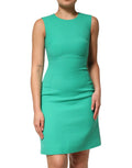 Robe courte sans manches vert foncé Dolce & Gabbana, coupe cintrée et style A-line, vue de face sur mannequin.