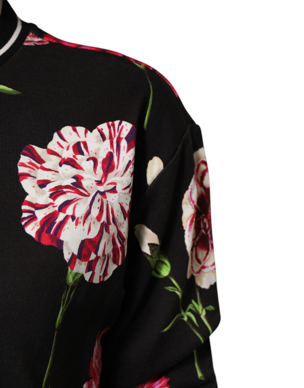 Haut à manches courtes en coton noir avec motif floral Dolce & Gabbana, élégant et confortable.