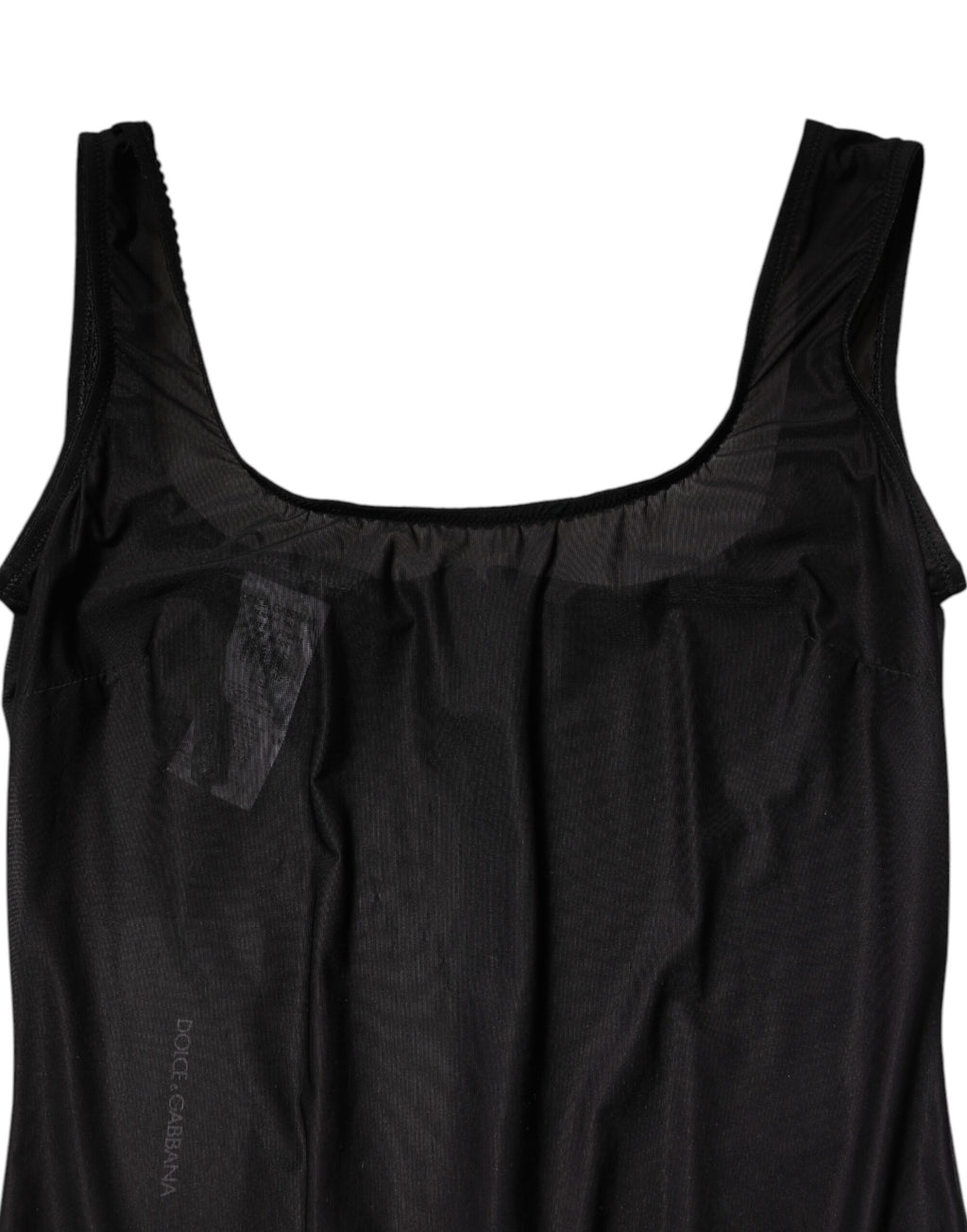 Débardeur noir sans manches en nylon de Dolce & Gabbana avec col rond, visible sur l'image.