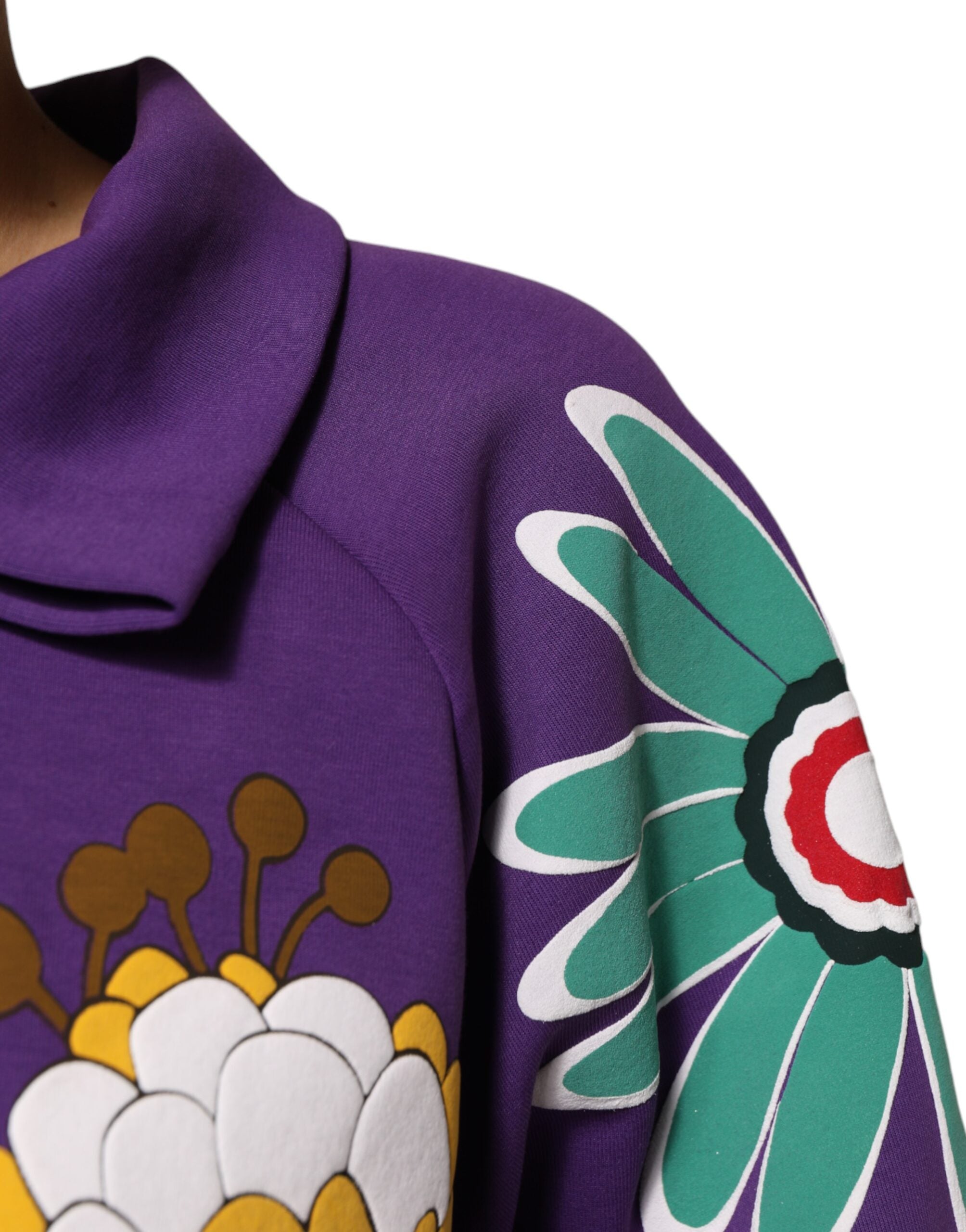 Haut en coton à manches longues de Dolce & Gabbana avec imprimé floral violet, style élégant et féminin.