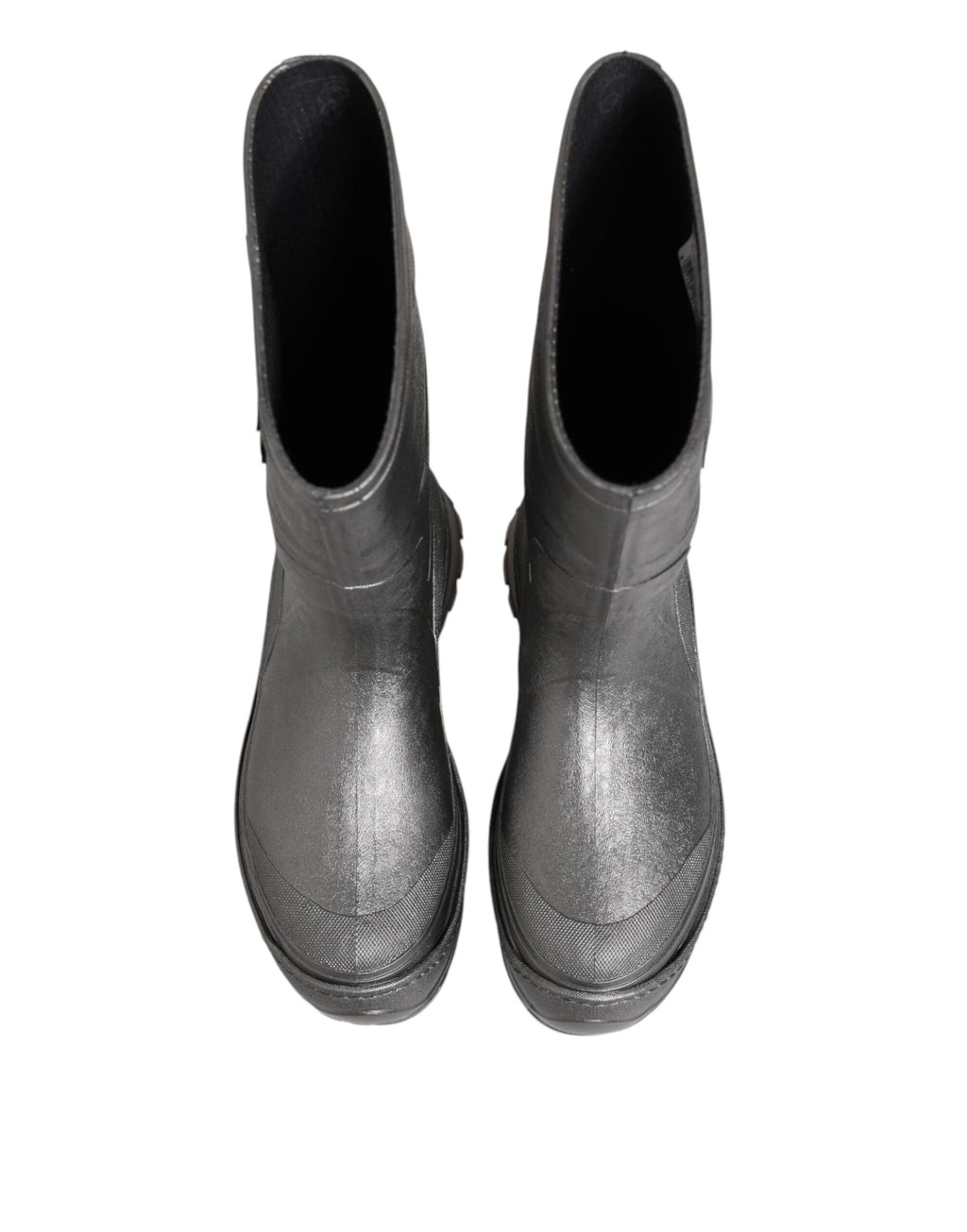Bottes de pluie dorées métalliques Dolce & Gabbana à enfiler, style élégant et brillant, en caoutchouc pour femme.