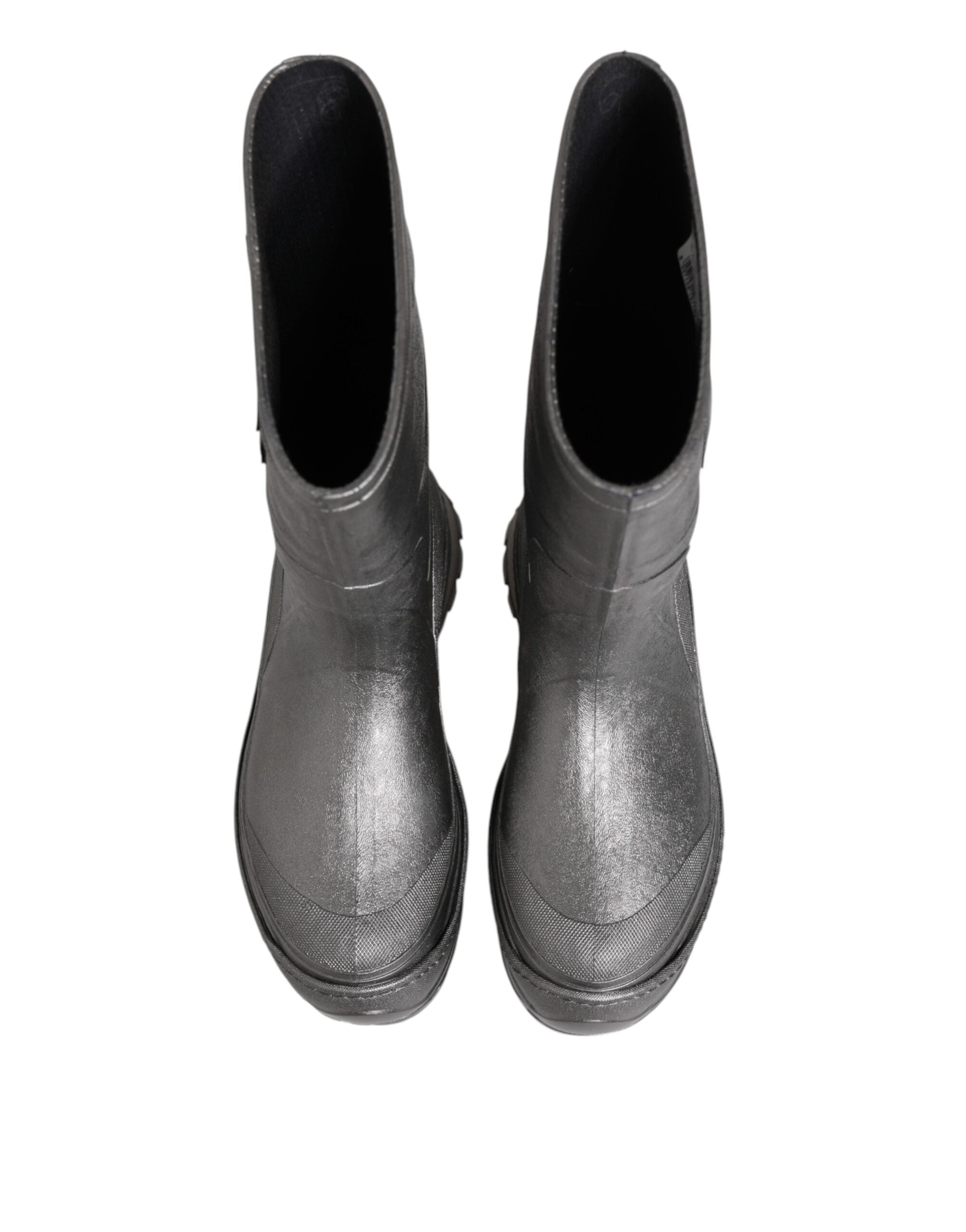 Bottes de pluie dorées métalliques Dolce & Gabbana à enfiler, style élégant et brillant, en caoutchouc pour femme.