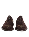 Chaussures oxford en velours marron de Dolce & Gabbana avec laçage, élégantes et sophistiquées pour homme.