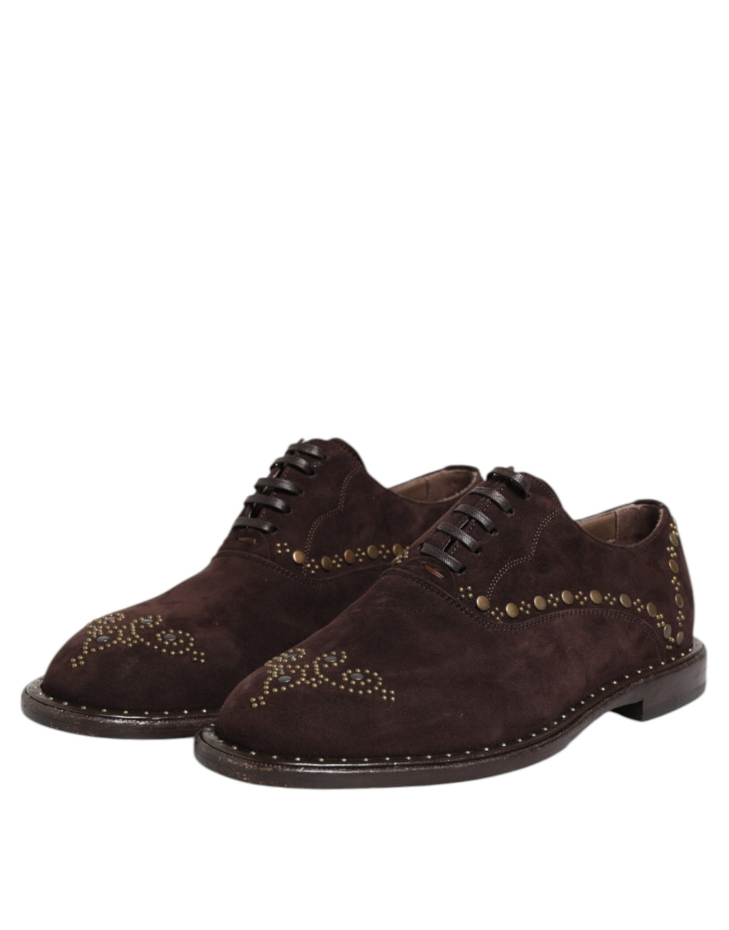 Chaussures oxford en velours marron de Dolce & Gabbana avec lacets, élégantes et sophistiquées pour homme.