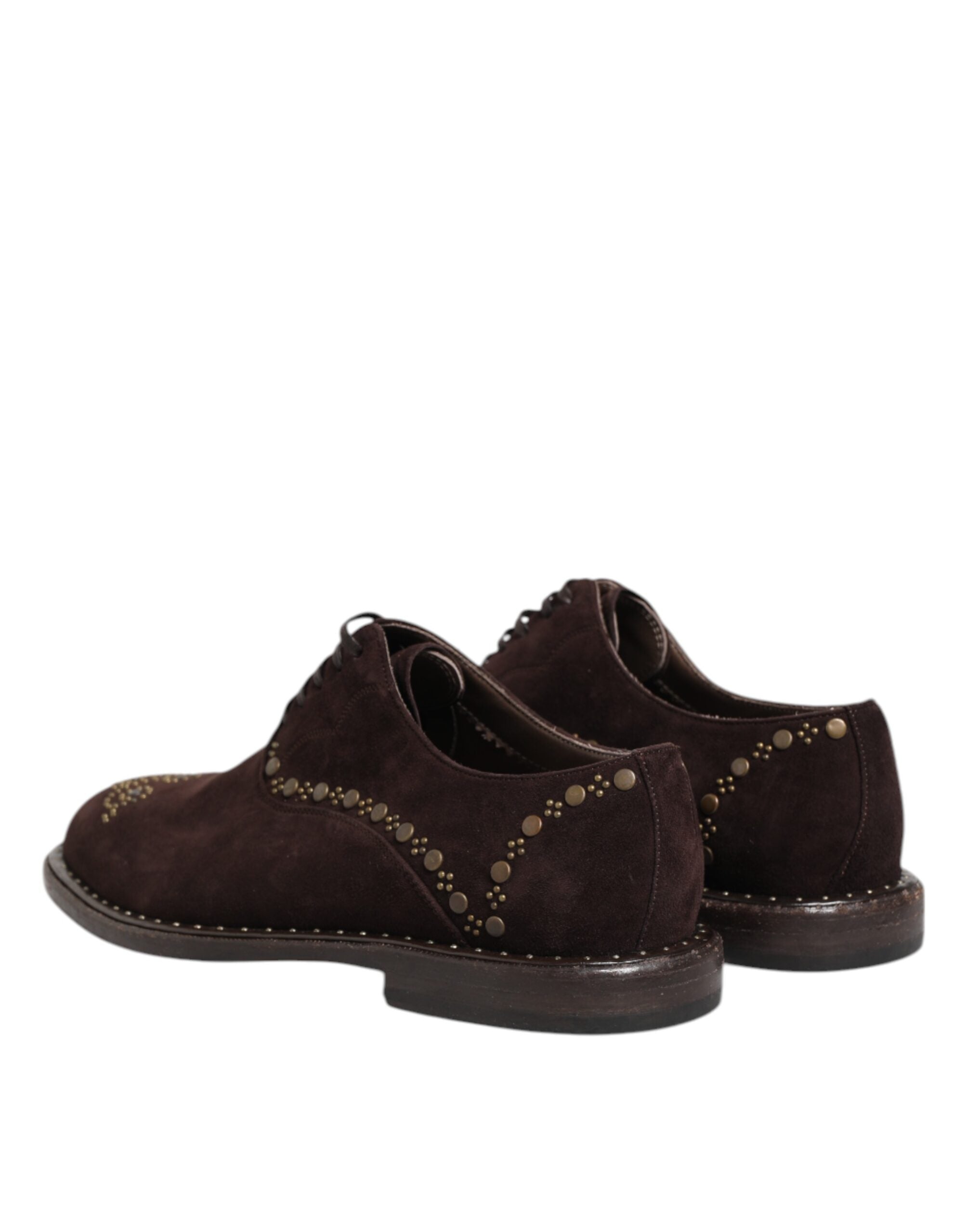 Chaussures Oxford en velours marron Dolce & Gabbana avec lacets, style élégant et sophistiqué pour homme.