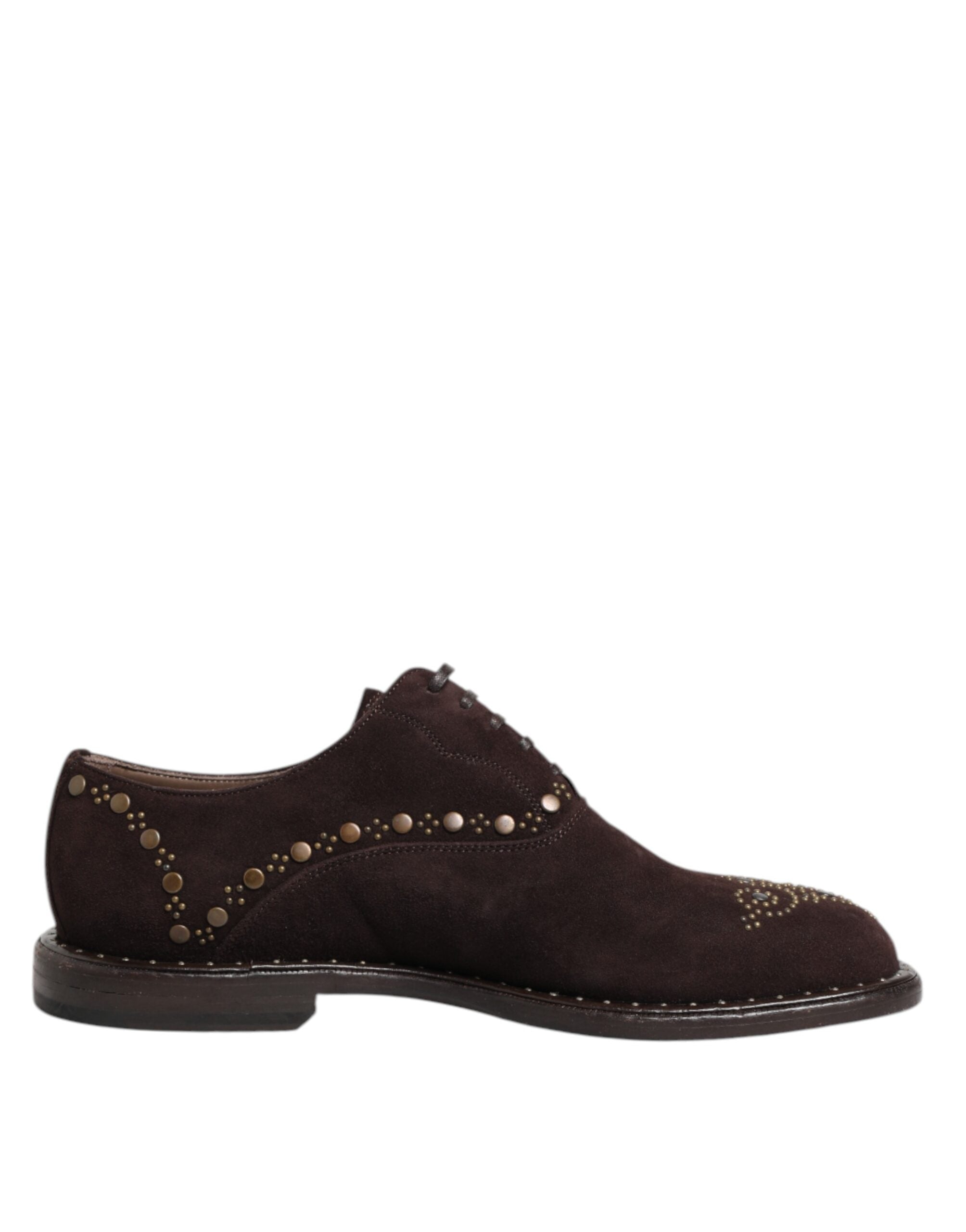 Chaussures Oxford en velours marron Dolce & Gabbana avec laçage, élégantes et sophistiquées pour homme.