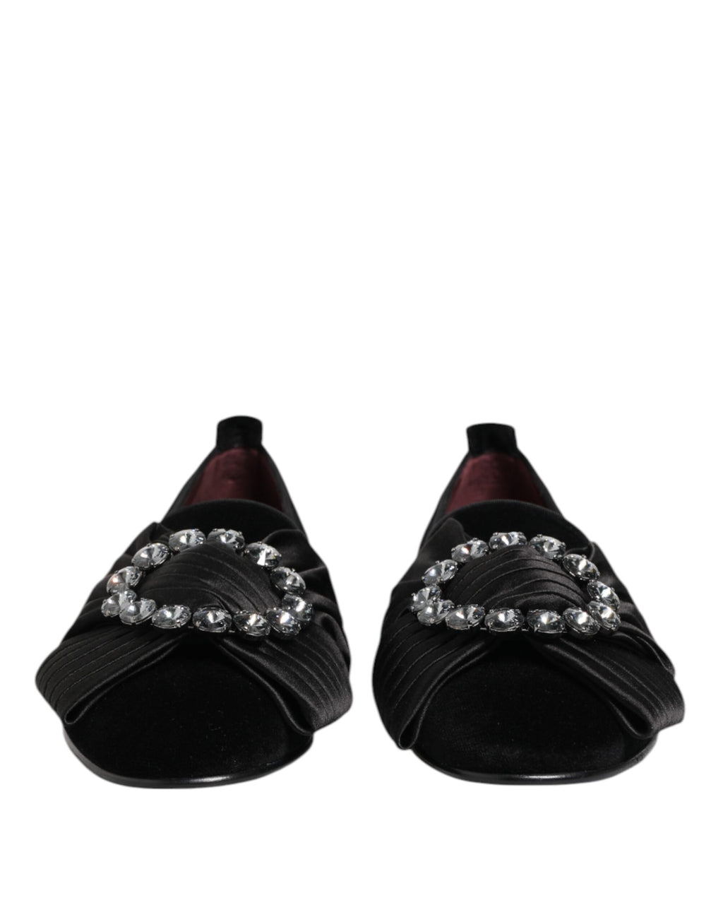 Chaussures Dolce & Gabbana VATICANO noires à ruban en cristal, slip-on élégantes pour femmes.