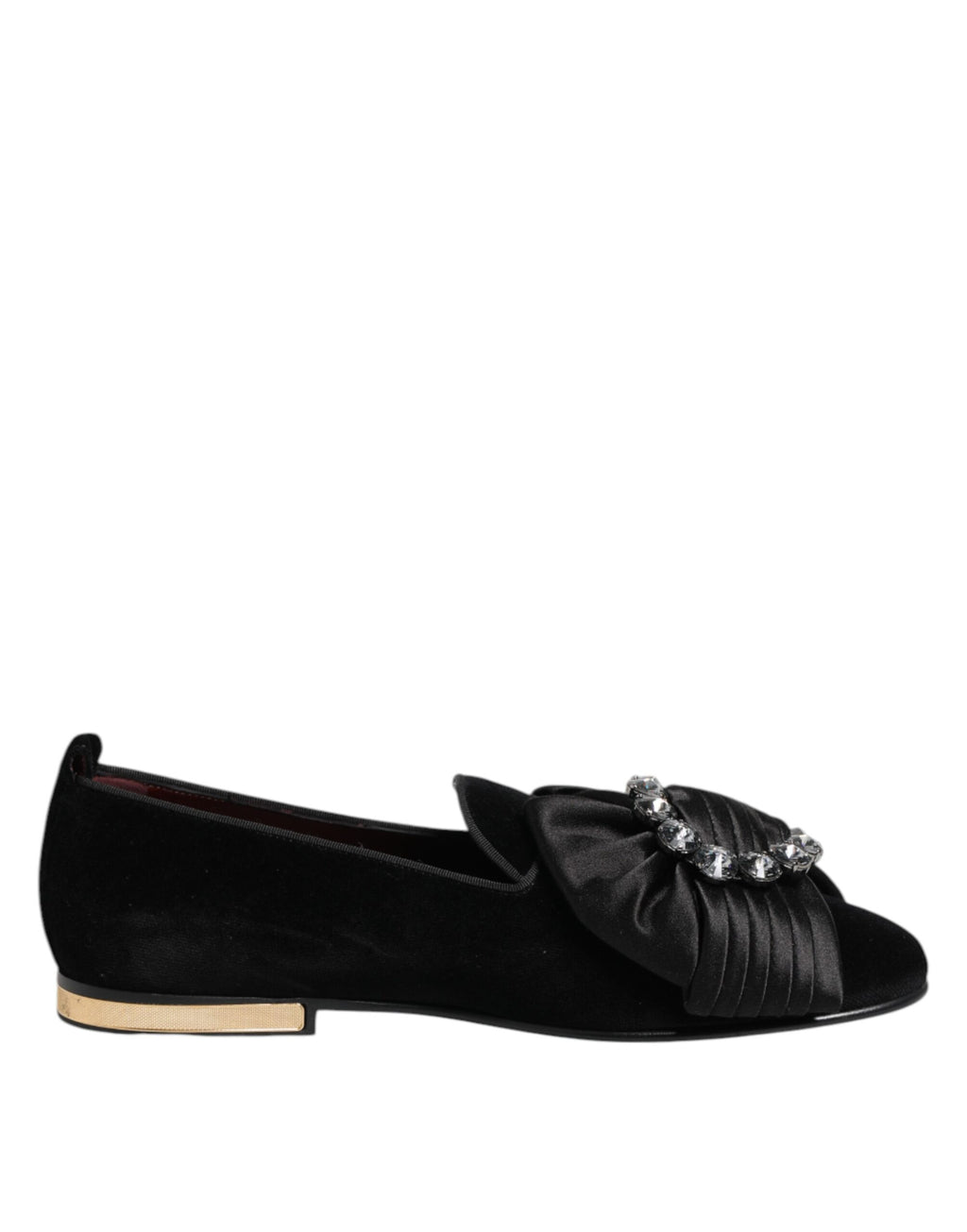 Chaussures Dolce & Gabbana VATICANO en noir avec ruban en cristal, slip-on élégantes et sophistiquées pour femme.