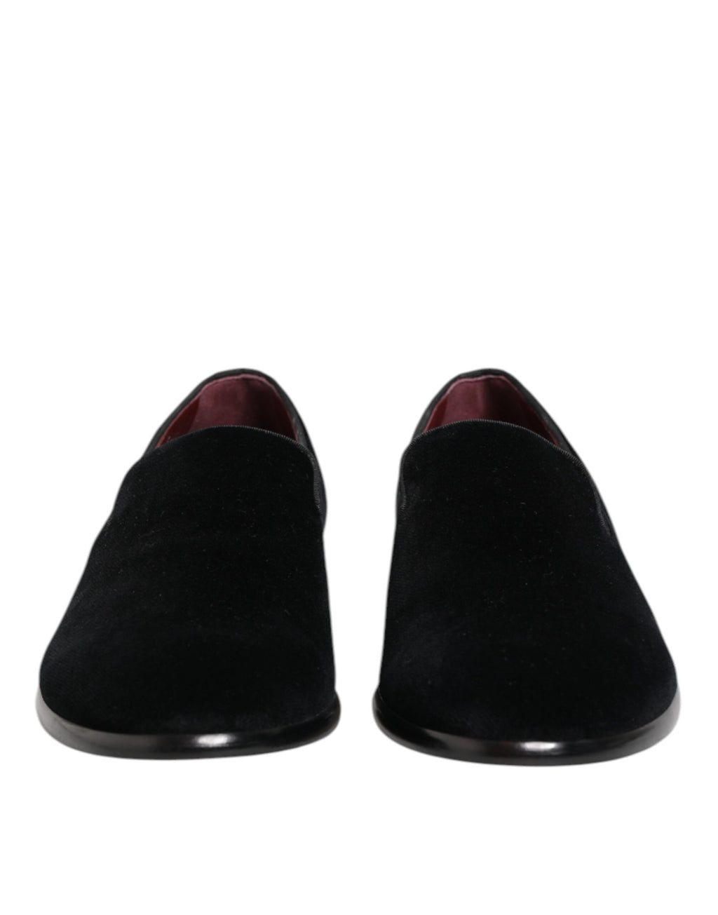 Chaussures homme Dolce & Gabbana en velours noir, mocassins formels élégants pour occasions spéciales et tenues sophistiquées.