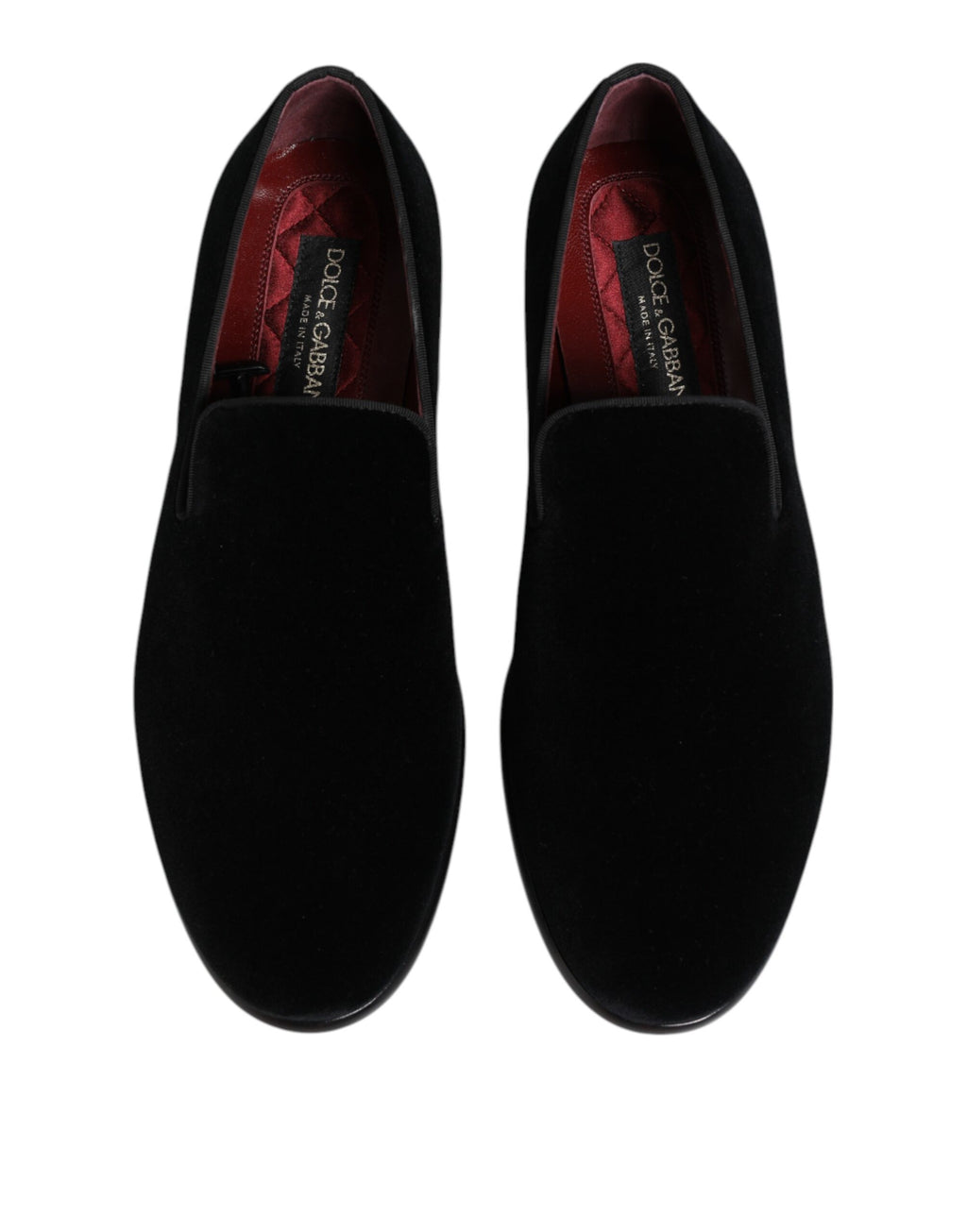 Mocassins noirs en velours Dolce & Gabbana pour homme, chaussures de ville élégantes et formelles avec finition soignée.