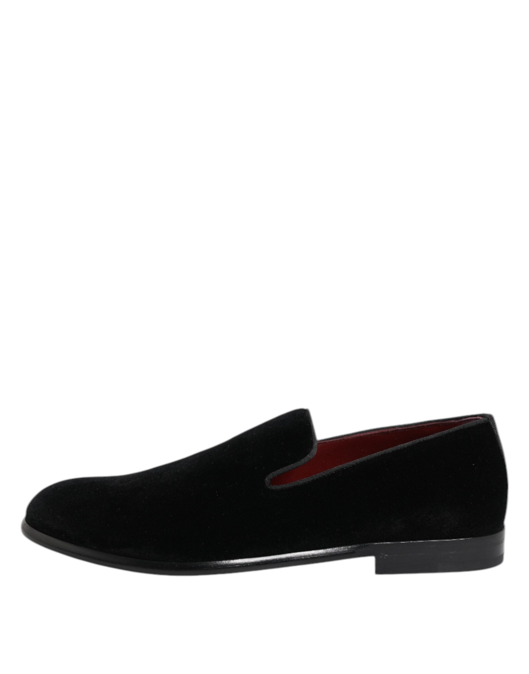 Chaussures formelles pour homme Dolce & Gabbana en velours noir, loafers élégants pour occasions spéciales.