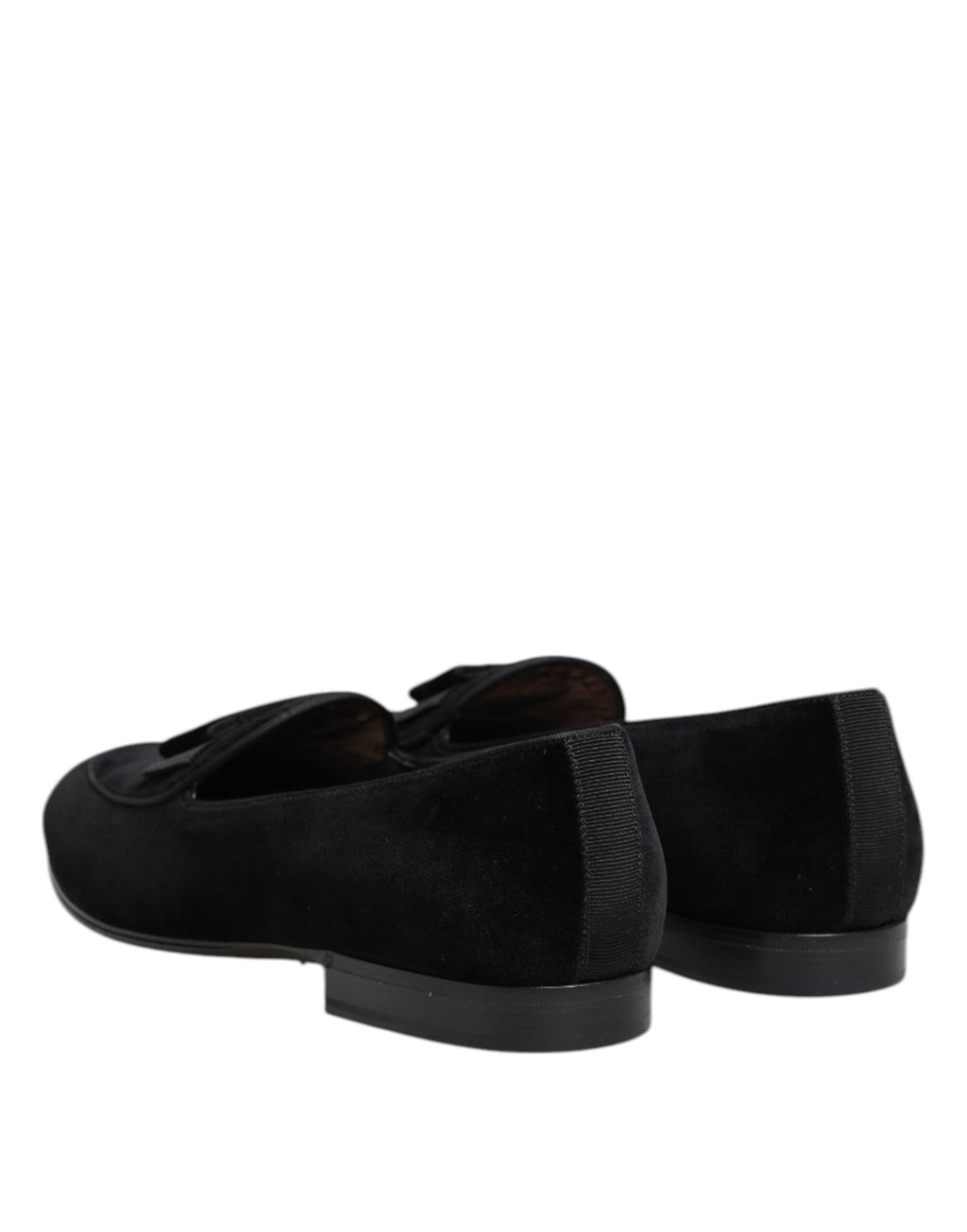 Chaussures formelles en velours noir pour homme de Dolce & Gabbana, mocassins élégants et sophistiqués.