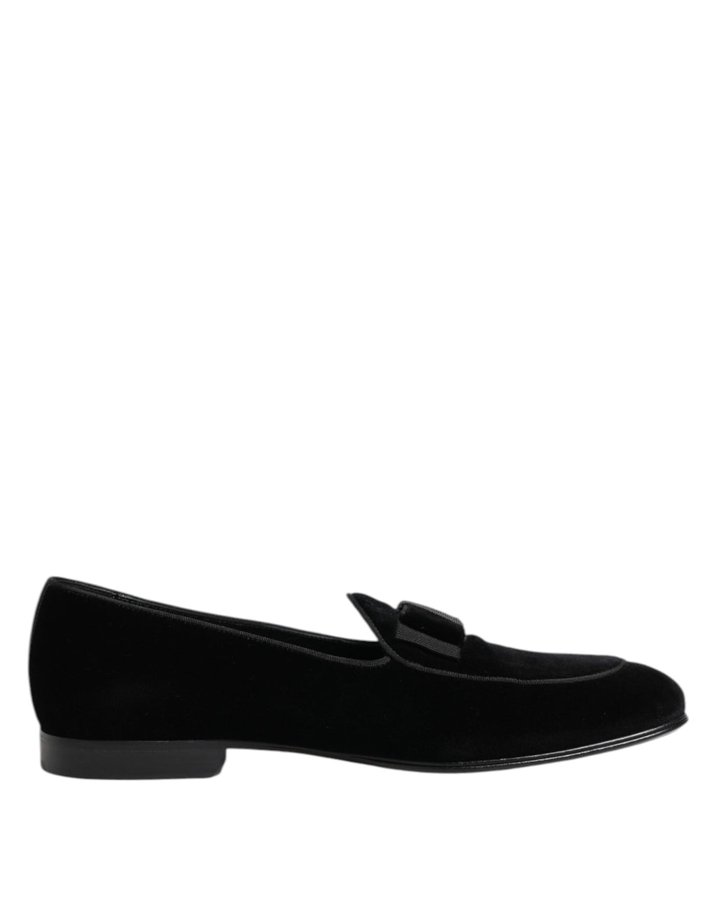Mocassins en velours noir Dolce & Gabbana pour homme, chaussures de ville élégantes avec finition soignée et semelle en cuir.