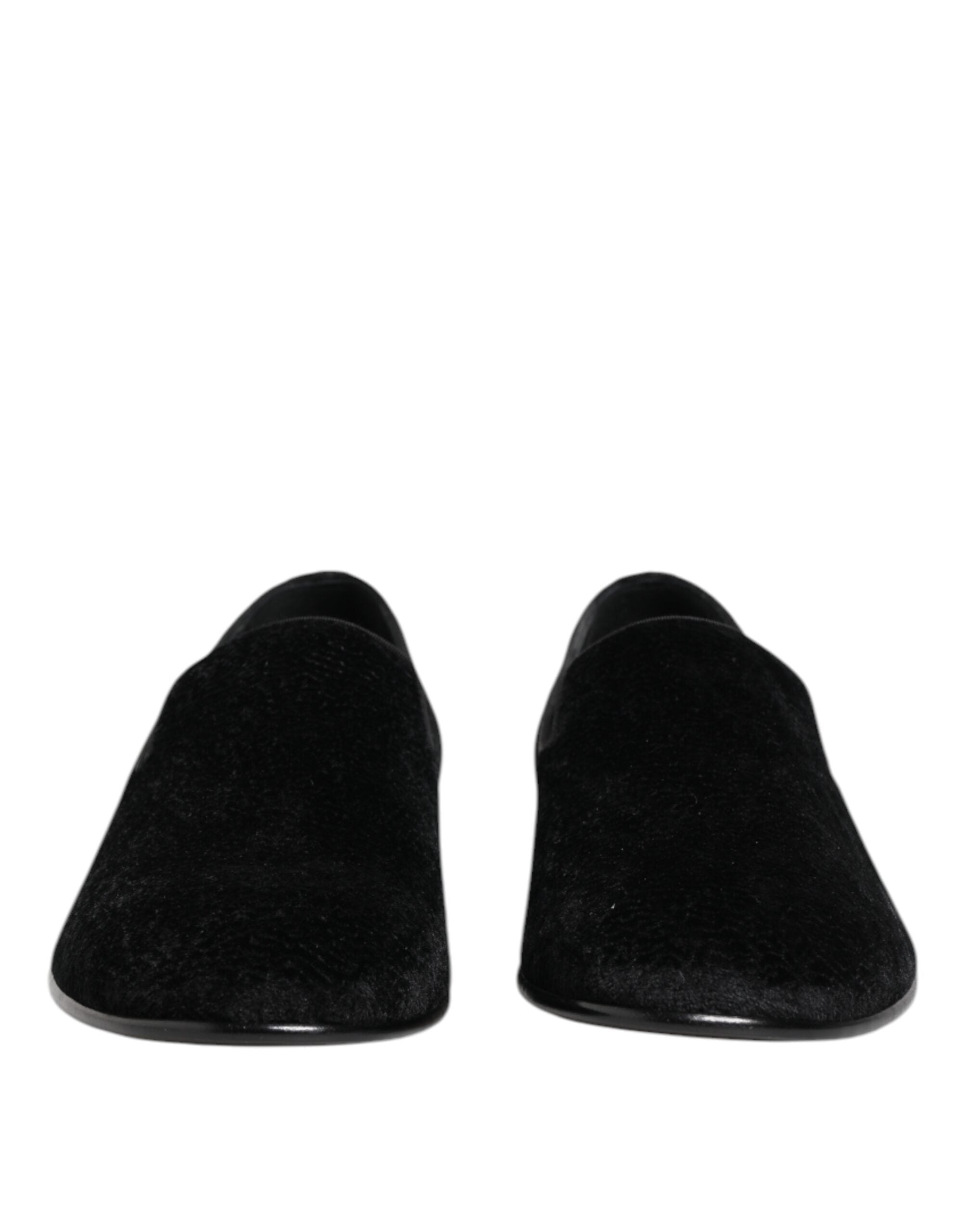 Chaussures formelles pour homme Dolce & Gabbana en jacquard noir, mocassins élégants pour occasions habillées.
