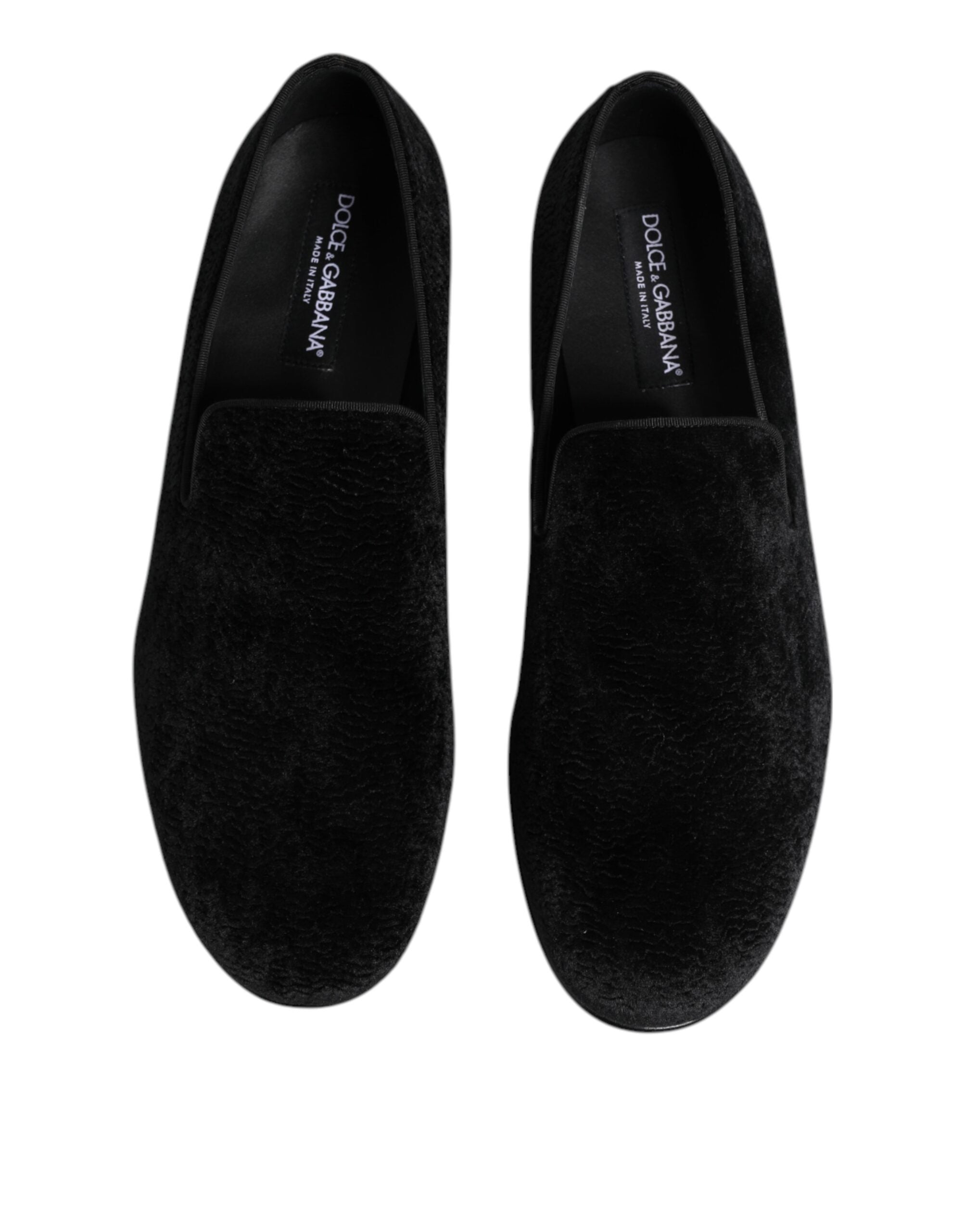 Chaussures formelles pour homme Dolce & Gabbana, loafers en jacquard noir avec design élégant et sophistiqué.