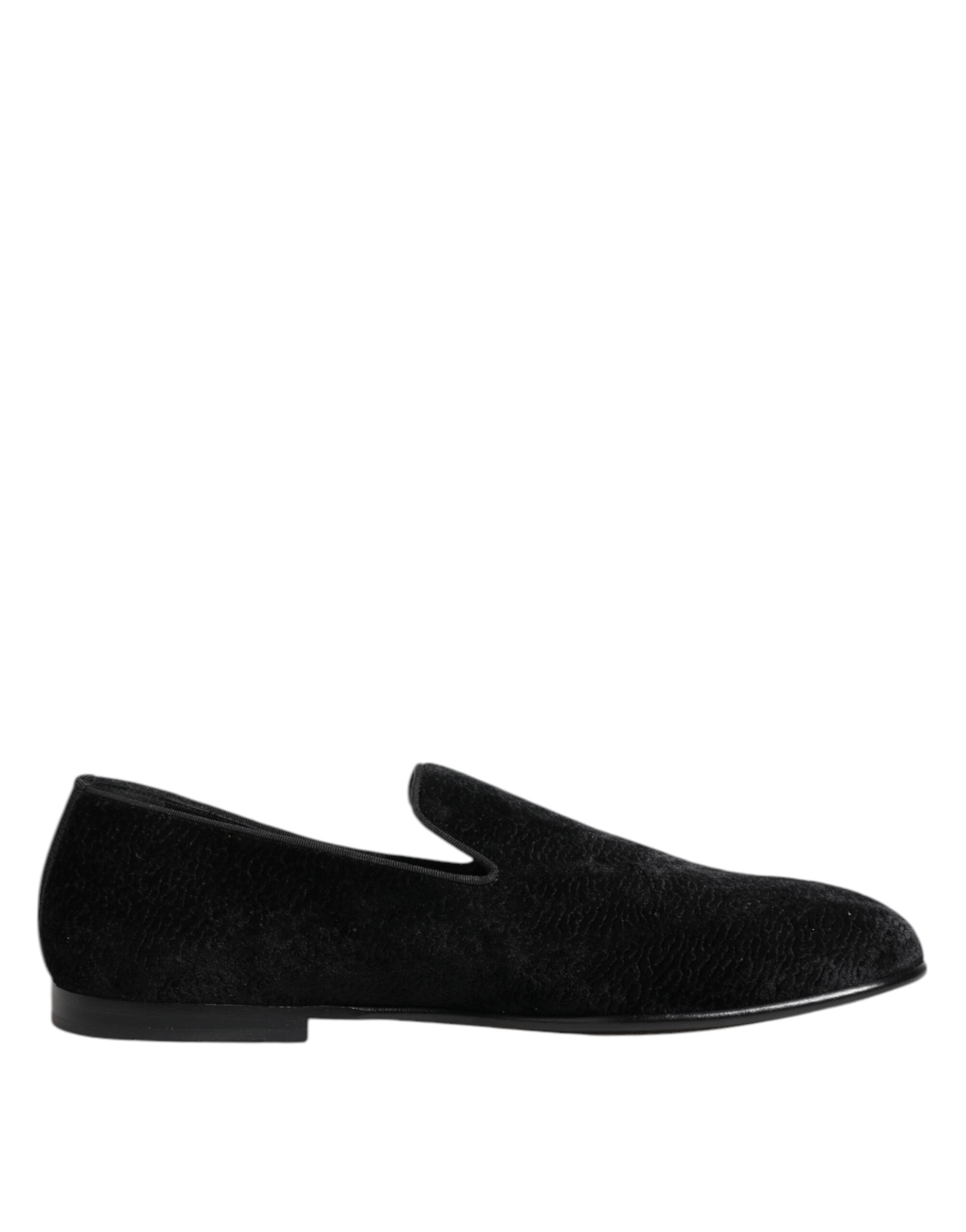 Chaussures Derby noires Dolce & Gabbana en jacquard pour homme, chaussures formelles élégantes et sophistiquées.