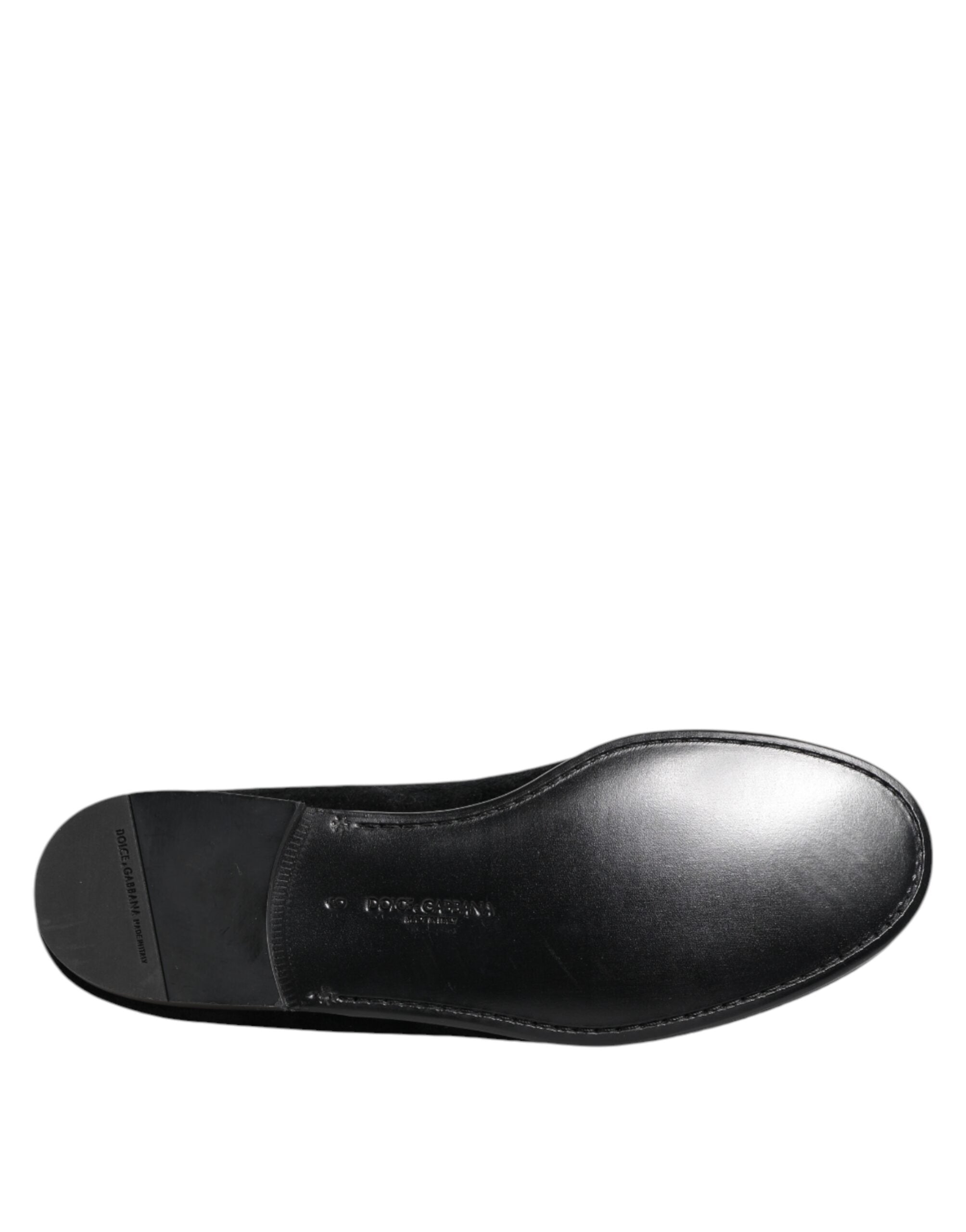 Chaussures formelles pour hommes Dolce & Gabbana, loafers en jacquard noir avec finition élégante, parfaites pour occasions habillées.