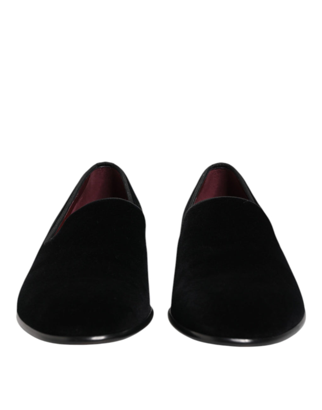 Mocassins Dolce & Gabbana en velours noir pour homme, chaussures formelles élégantes, vue en gros plan sur le dessus.