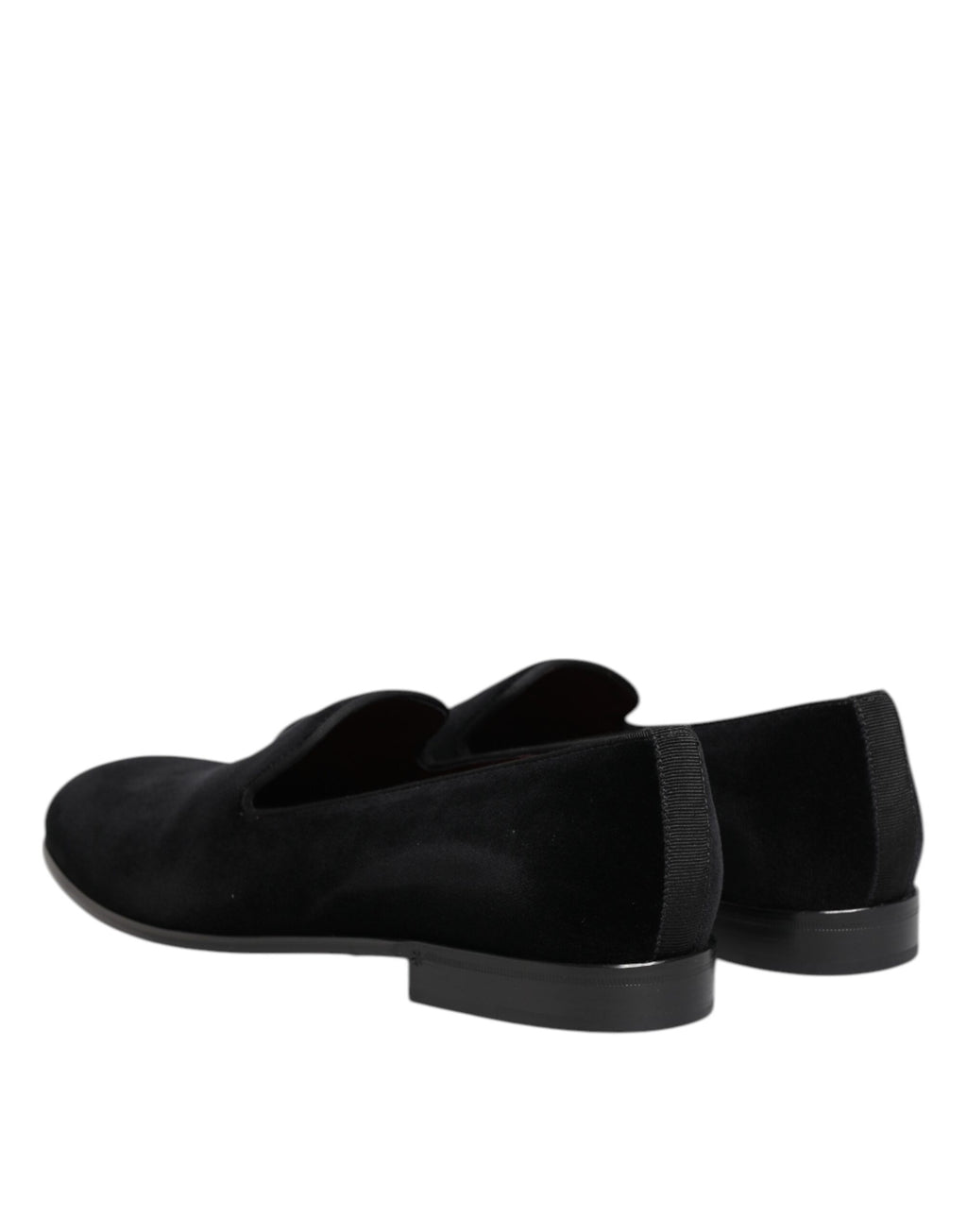 Chaussures homme Dolce & Gabbana mocassins en velours noir, slip-on, style formel avec semelle élégante.