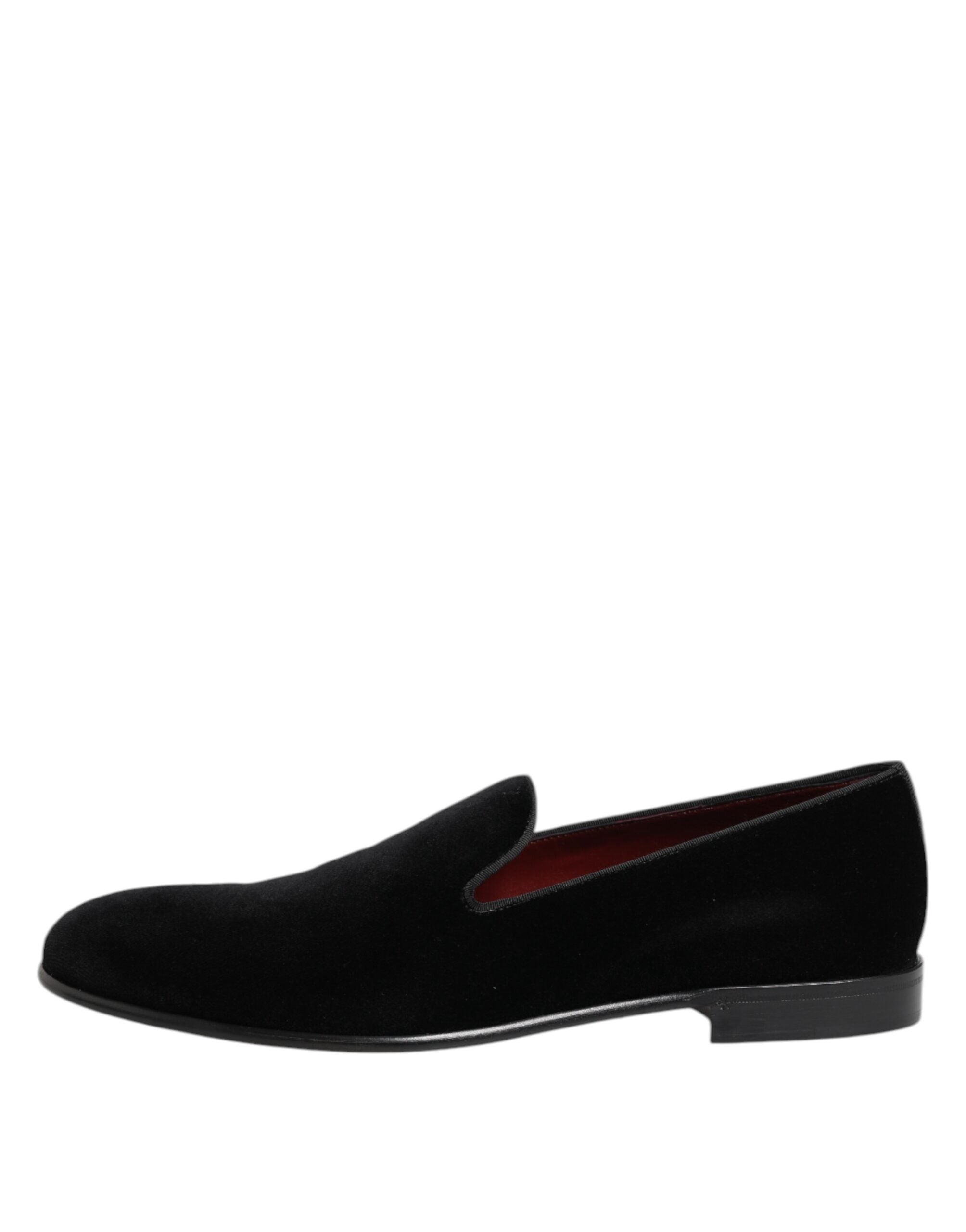 Chaussures habillées pour homme Dolce & Gabbana, mocassins en velours noir, slip-on élégants pour occasion formelle.