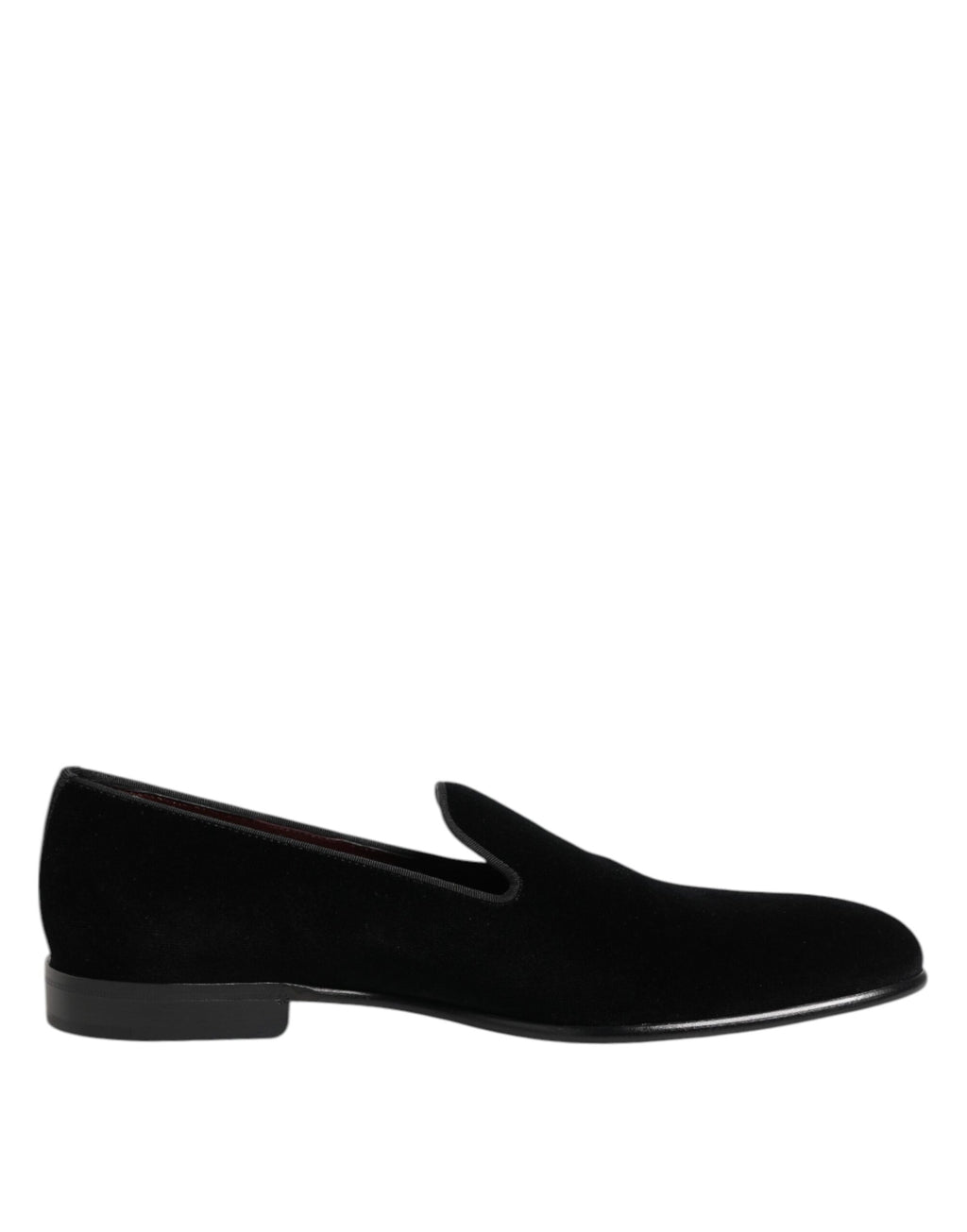Chaussures homme Dolce & Gabbana mocassins en velours noir, style slip-on, chaussures formelles élégantes et confortables.