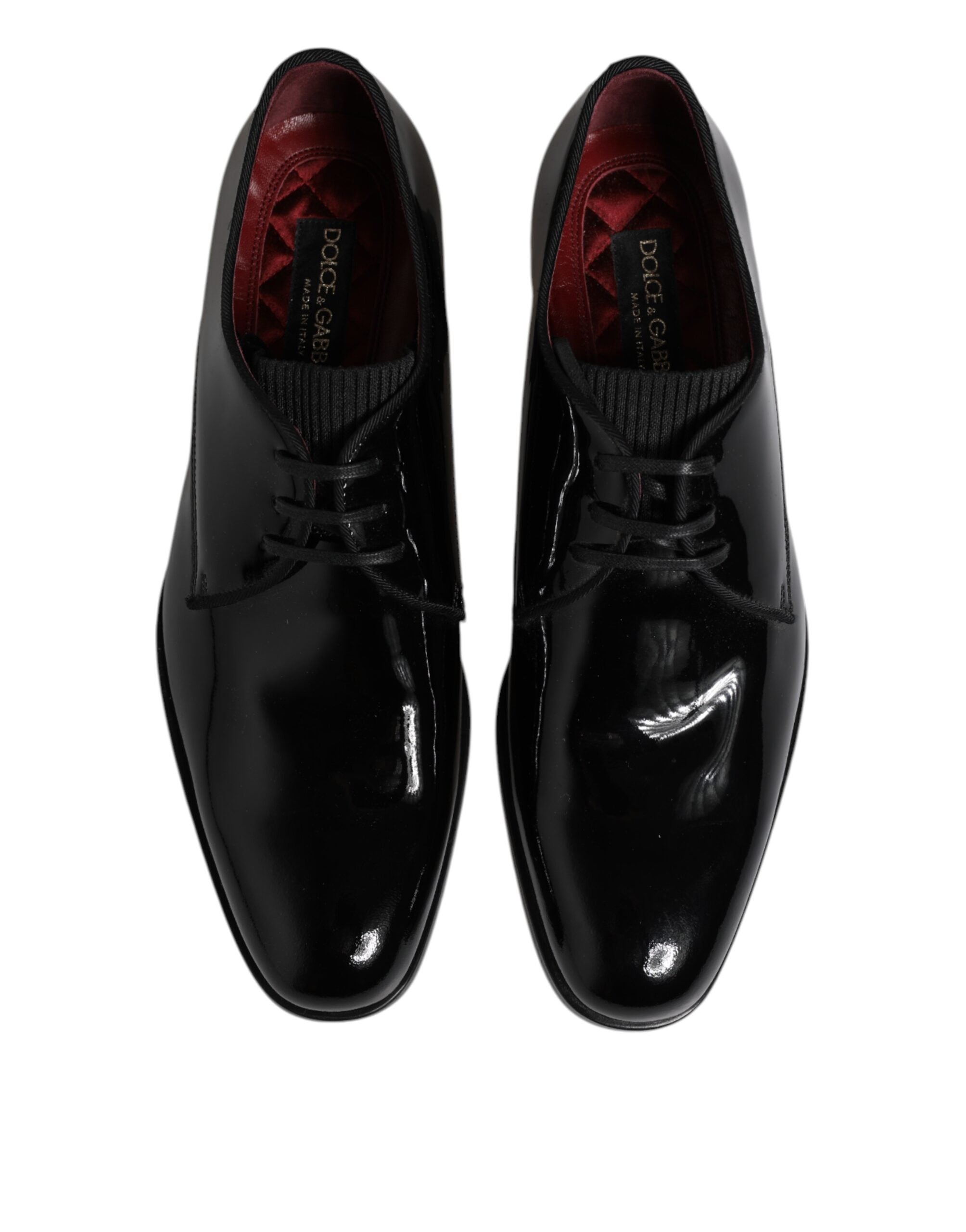 Chaussures Derby en cuir noir Dolce & Gabbana pour homme, lacées, chaussures formelles élégantes et sophistiquées.