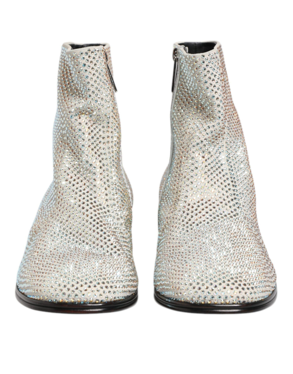 Escarpins blancs Dolce & Gabbana avec logo DG en strass et semelle à talon pour femme.