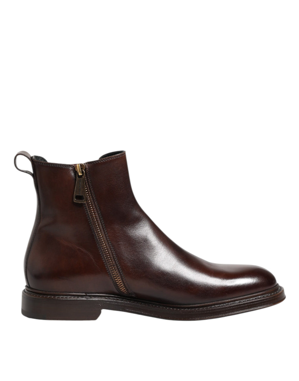 Chaussures Dolce & Gabbana bottines Chelsea en cuir marron pour femme, mi-mollet avec semelle élégante.